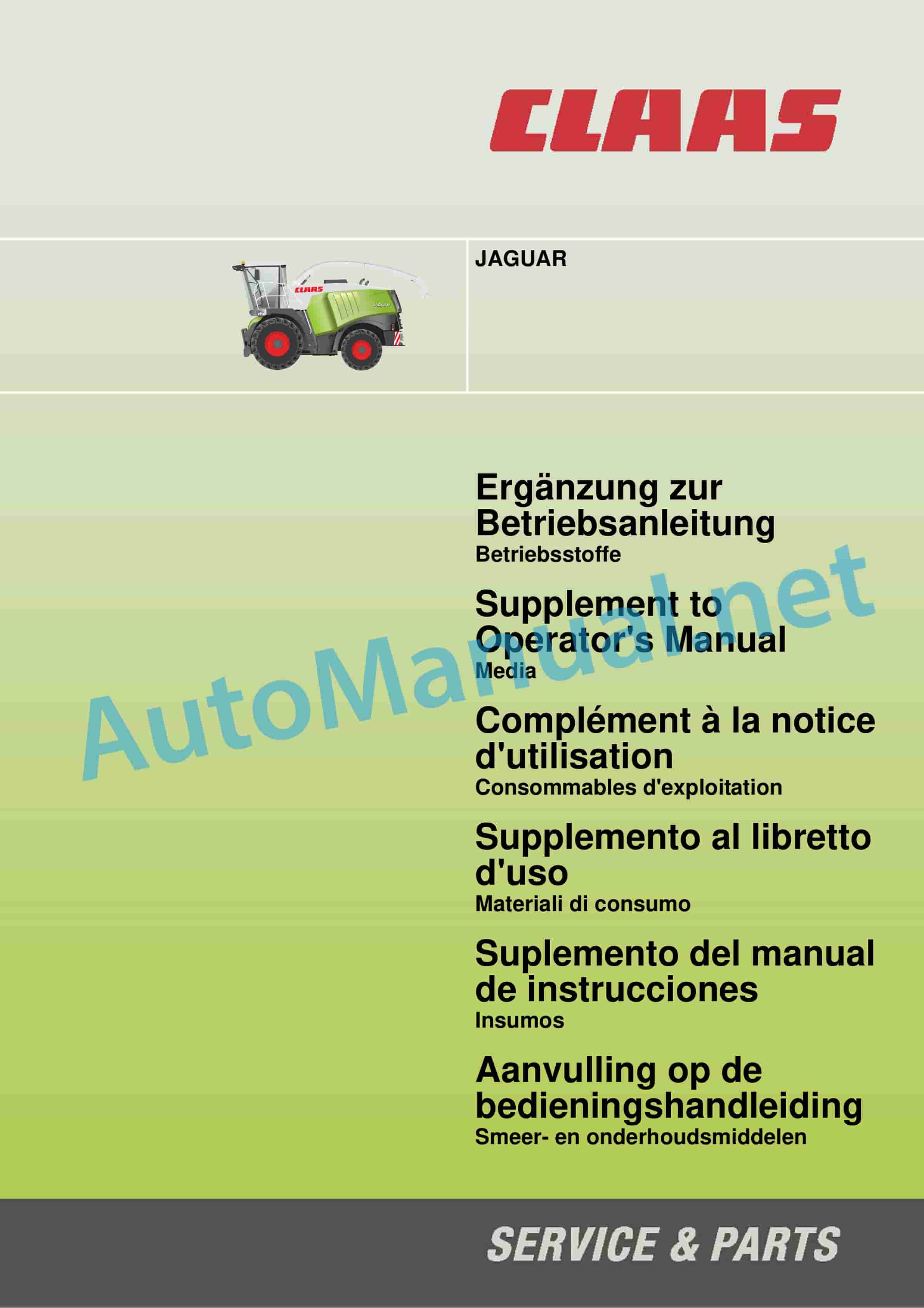 Claas JAGUAR 900-830 (492) Forage Harvesters Operator Manual DE 3 Claas JAGUAR 900-830 (492) Forage Harvesters Operator Manual DE - Image 3