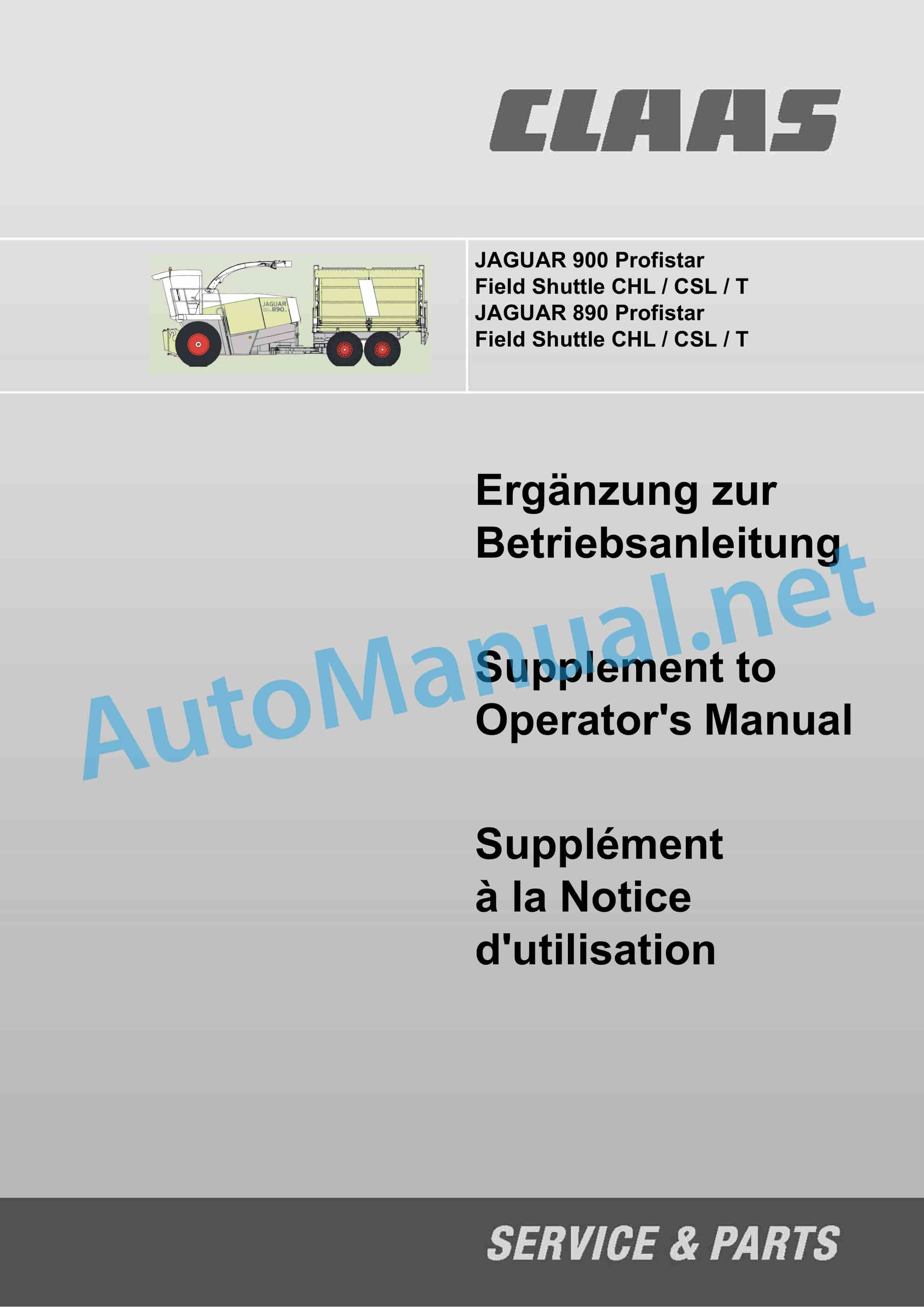 Claas JAGUAR 900-830 (492) Forage Harvesters Operator Manual DE 6 Claas JAGUAR 900-830 (492) Forage Harvesters Operator Manual DE - Image 6