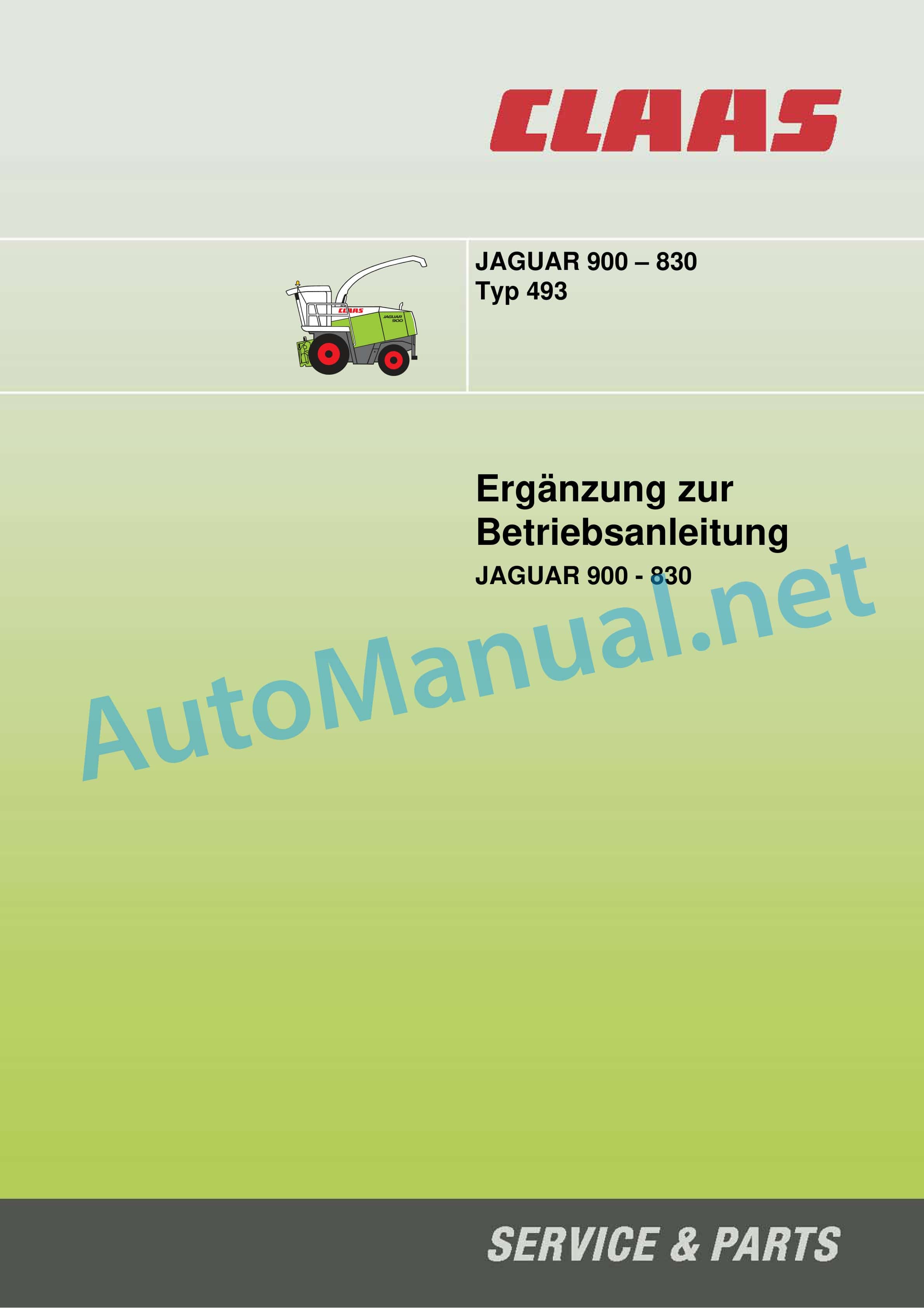 Claas JAGUAR 900-830 (493) Forage Harvesters Operator Manual DE 2 Claas JAGUAR 900-830 (493) Forage Harvesters Operator Manual DE - Image 2