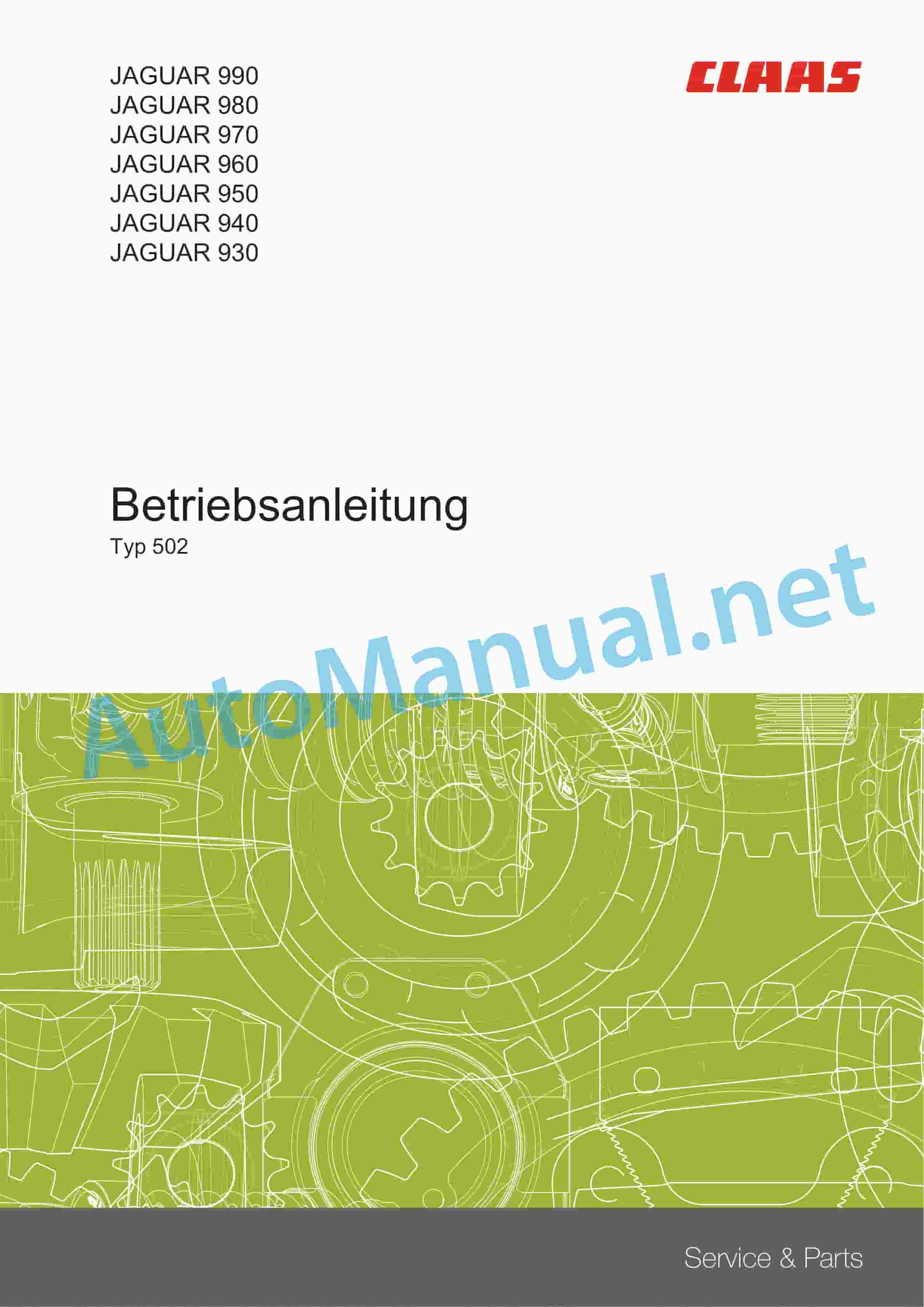 Claas JAGUAR 990-930 (502) Forage Harvesters Operator Manual DE 2 Claas JAGUAR 990-930 (502) Forage Harvesters Operator Manual DE - Image 2