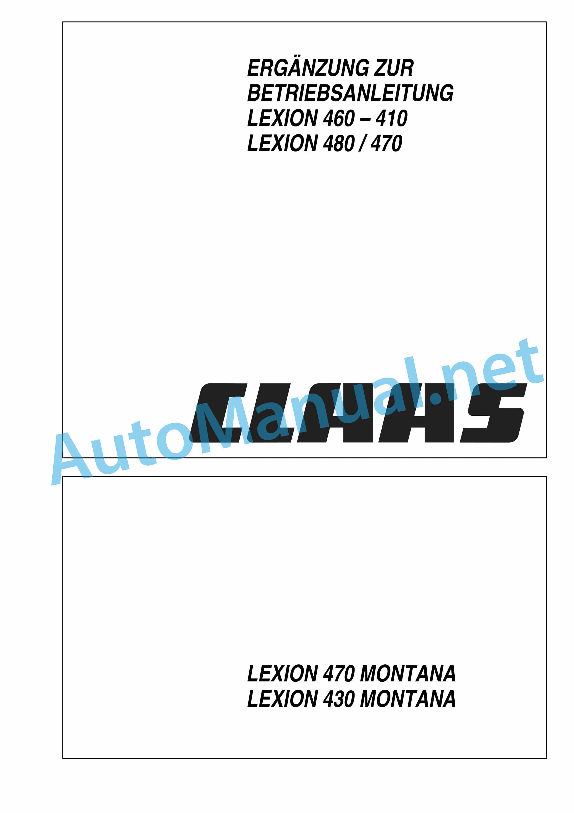Claas LEXION 430 MONTANA (542) Combine Operator Manual DE 1 Claas LEXION 430 MONTANA (542) Combine Operator Manual DE