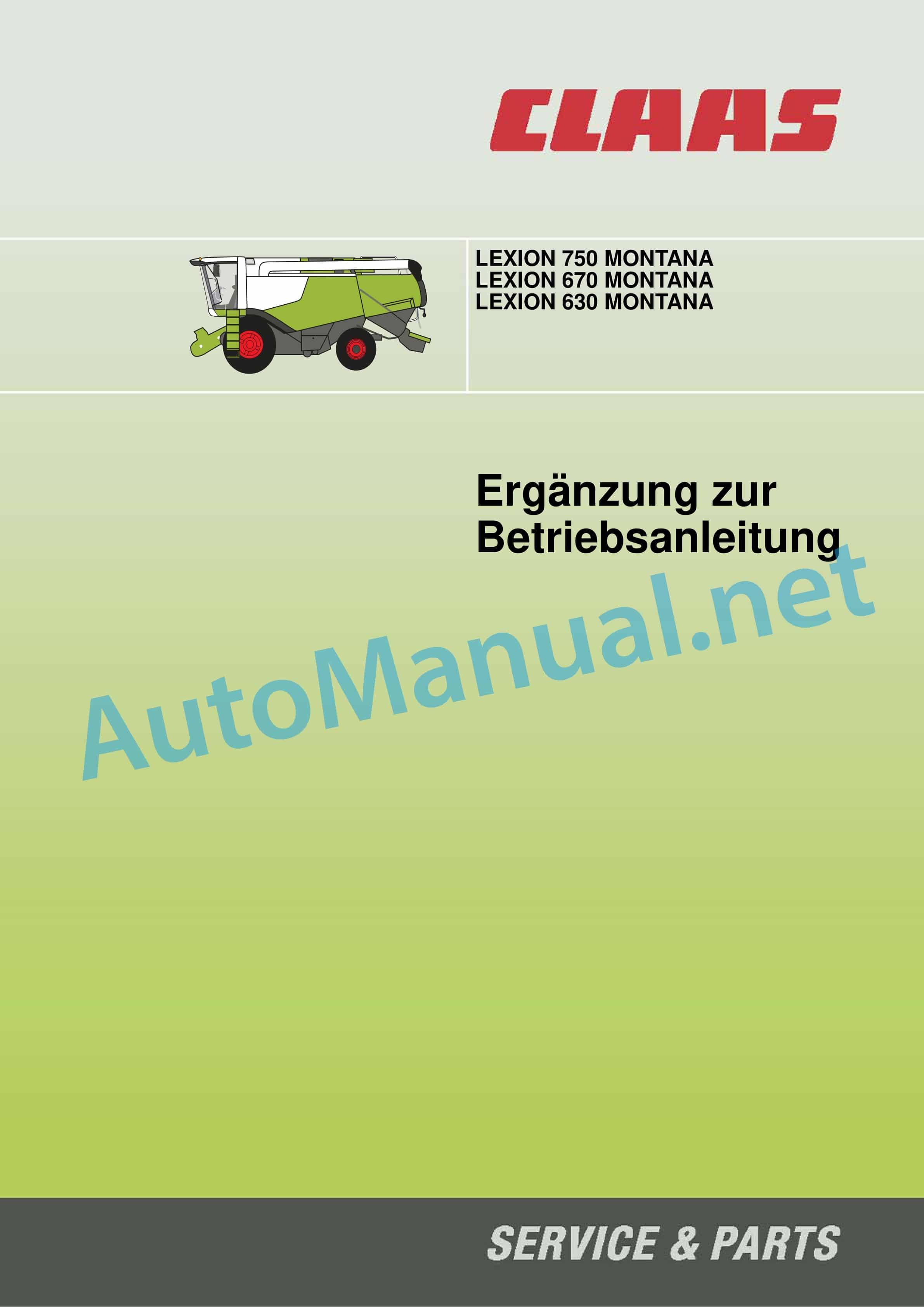 Claas LEXION 630 MONTANA (C52) Combine Operator Manual DE
