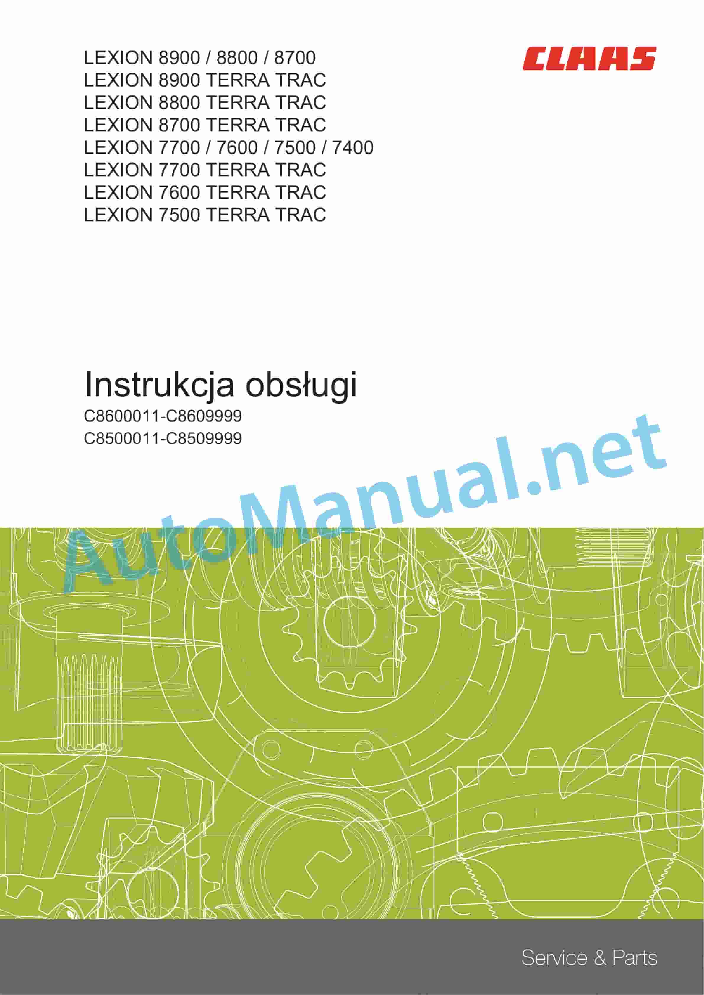 Claas LEXION 7700-7400 (C85) Combine Operator Manual PL