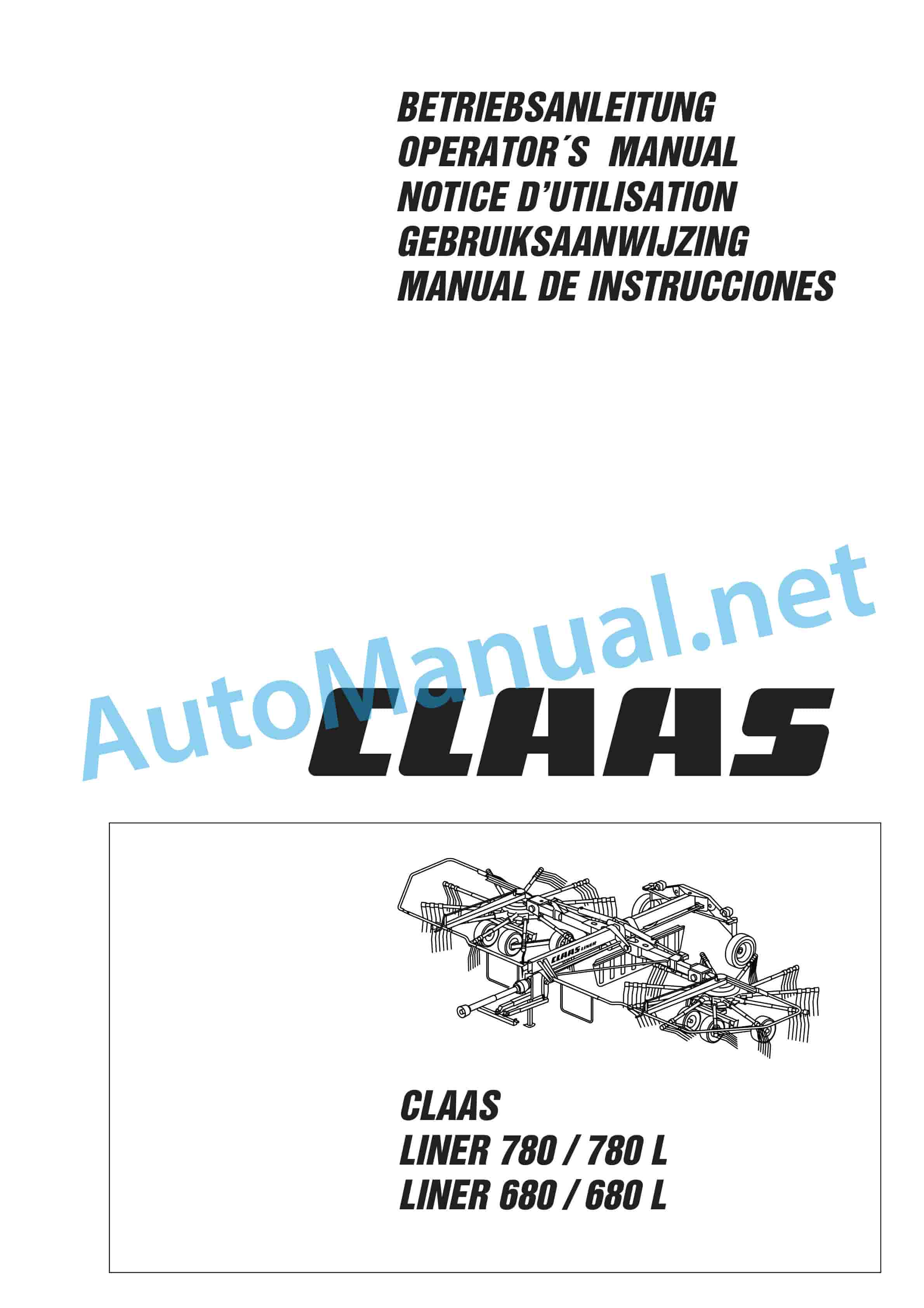 Claas LINER 780 (604) Swathers Operator Manual DE 1 Claas LINER 780 (604) Swathers Operator Manual DE