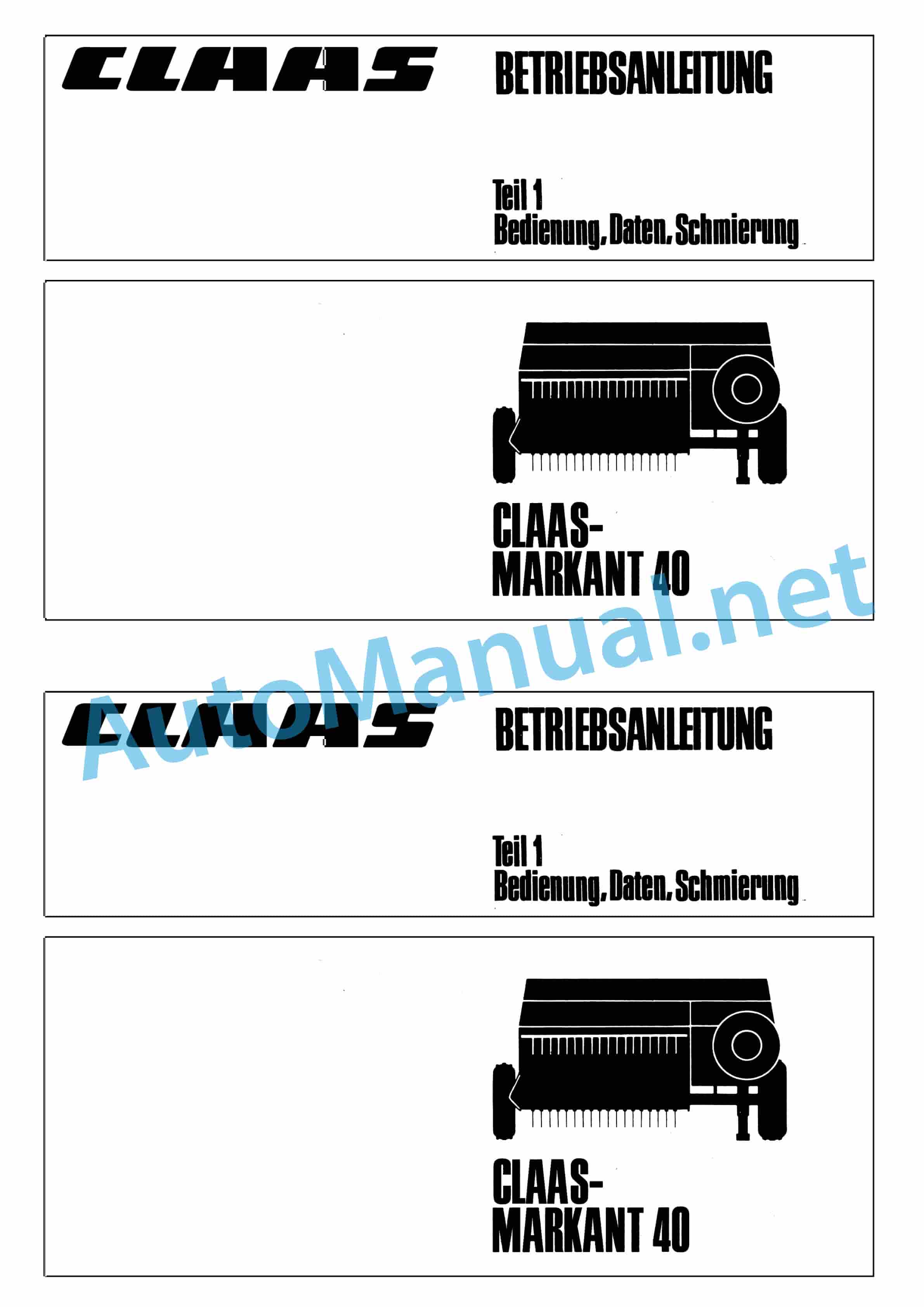 Claas MARKANT 41 (015) Baler Operator Manual DE 4 Claas MARKANT 41 (015) Baler Operator Manual DE - Image 4