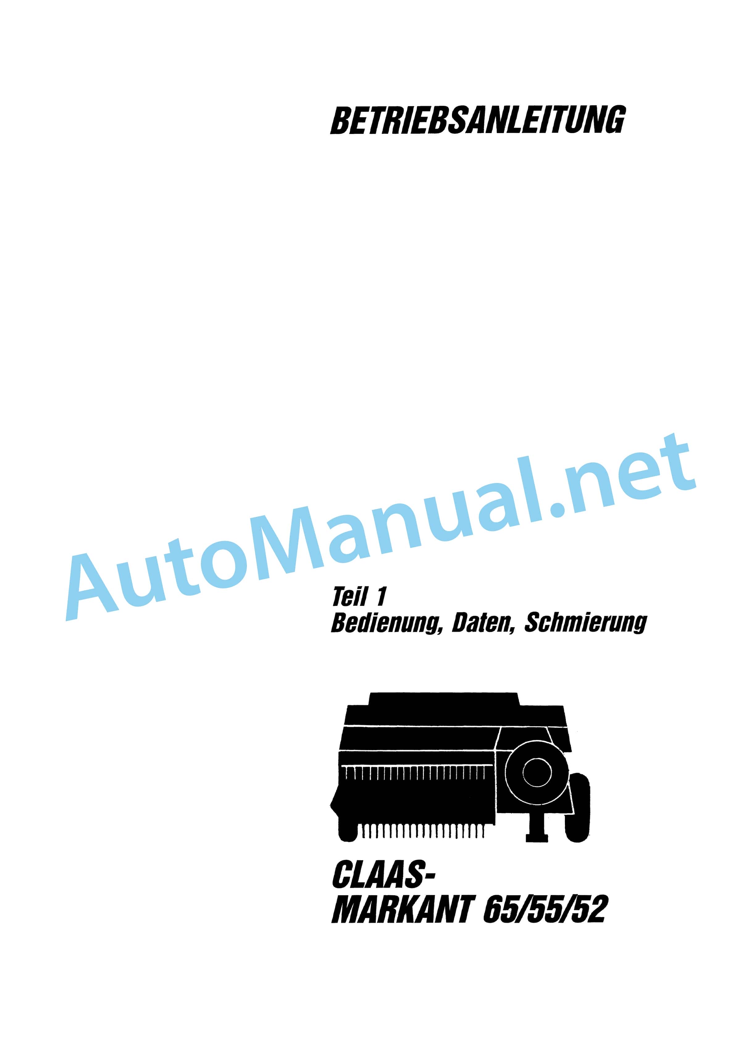 Claas MARKANT 55 (028) Baler Operator Manual DE 2 Claas MARKANT 55 (028) Baler Operator Manual DE - Image 2