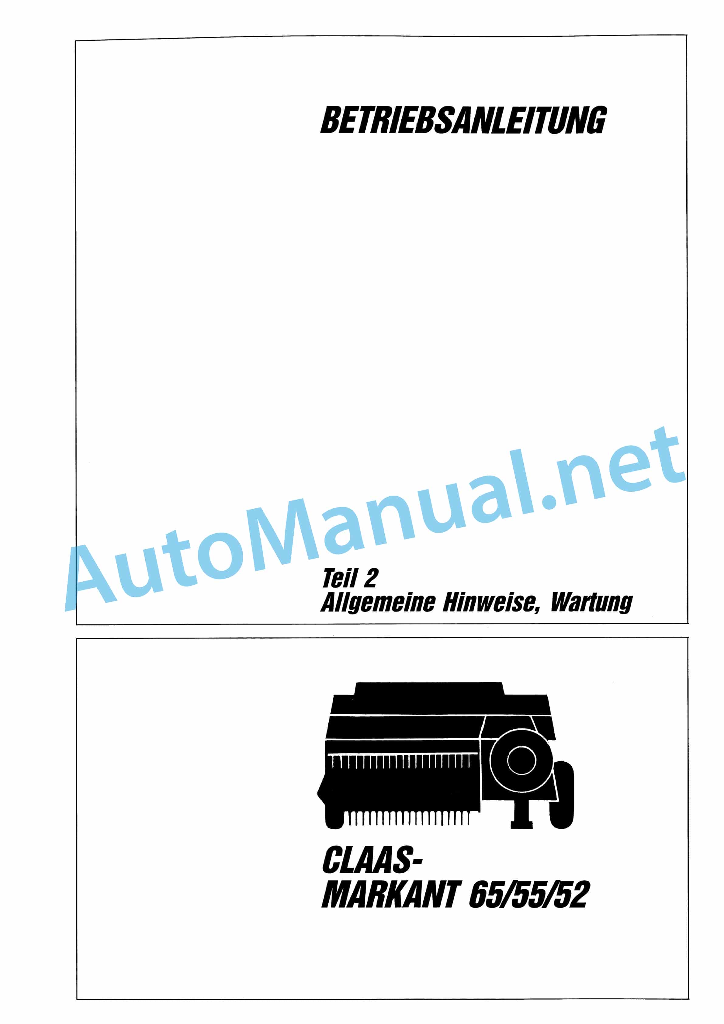 Claas MARKANT 55 (028) Baler Operator Manual DE 3 Claas MARKANT 55 (028) Baler Operator Manual DE - Image 3