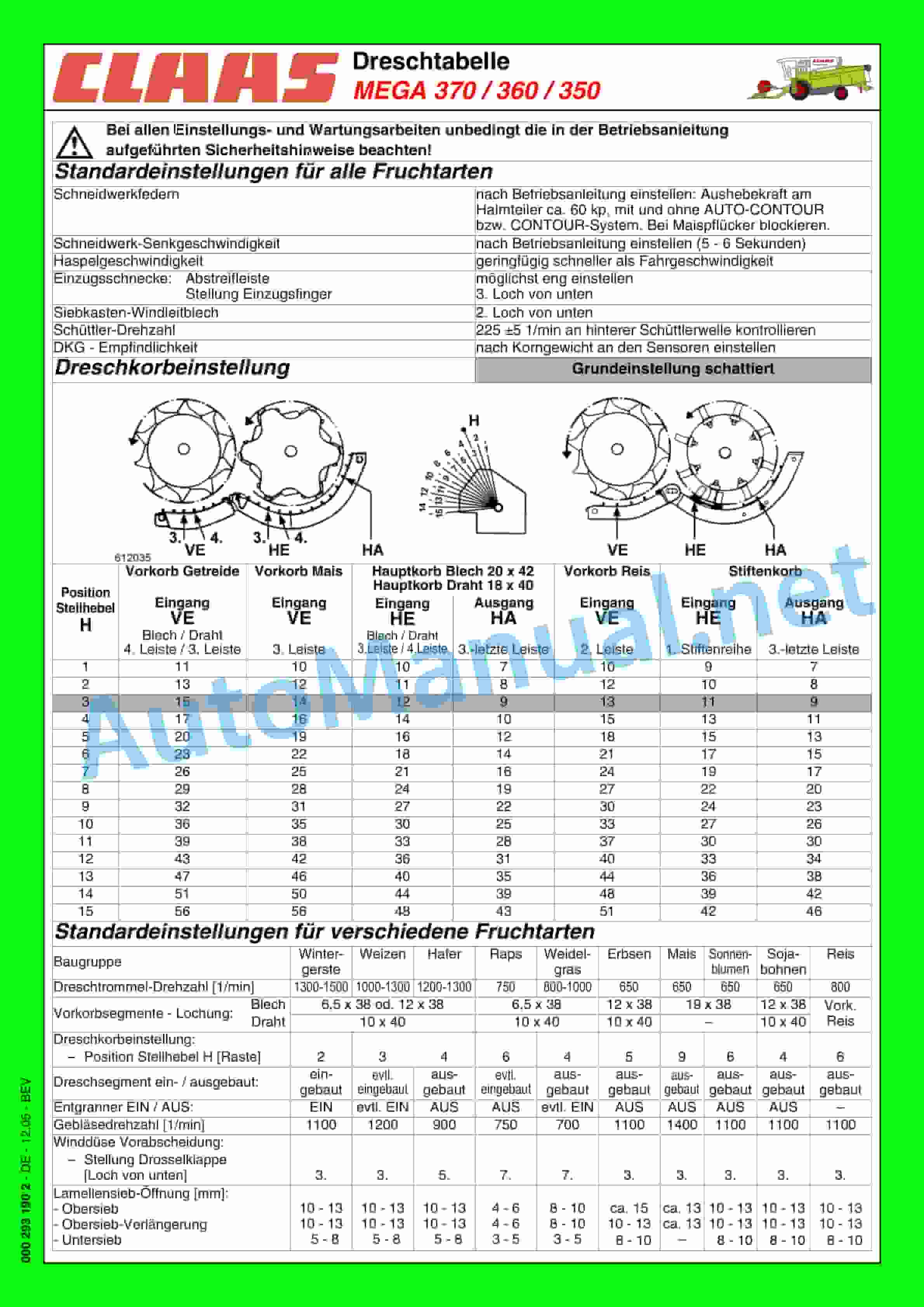 Claas MEGA 350 (835) Combine Operator Manual DE 2 Claas MEGA 350 (835) Combine Operator Manual DE - Image 2