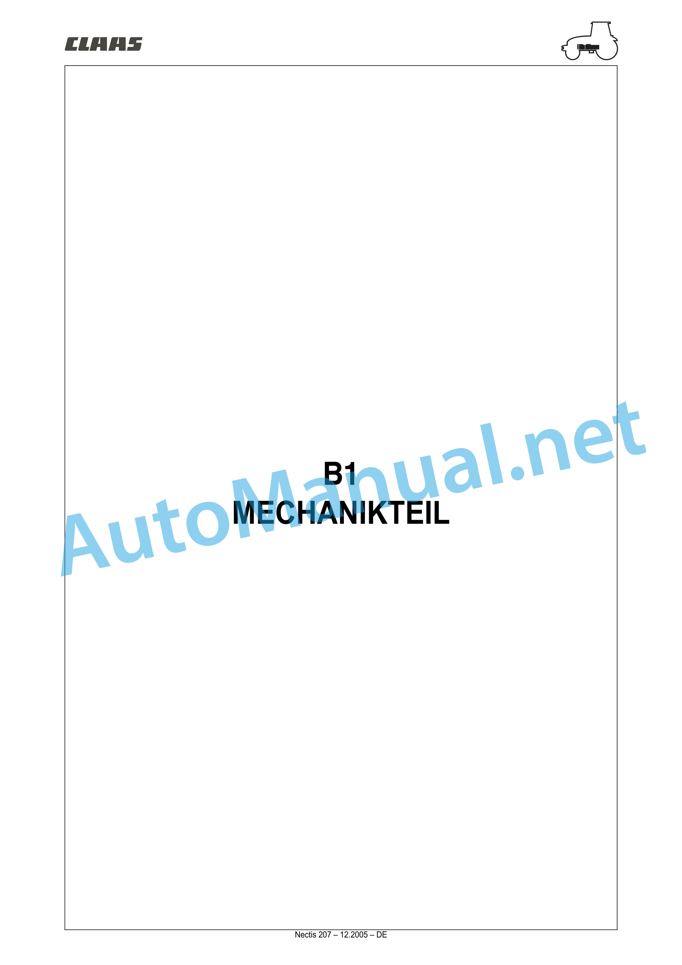 Claas NECTIS F 267 257 247 227 2+4WD (T16) Tractor Repair Manual DE 8 Claas NECTIS F 267 257 247 227 2+4WD (T16) Tractor Repair Manual DE - Image 8