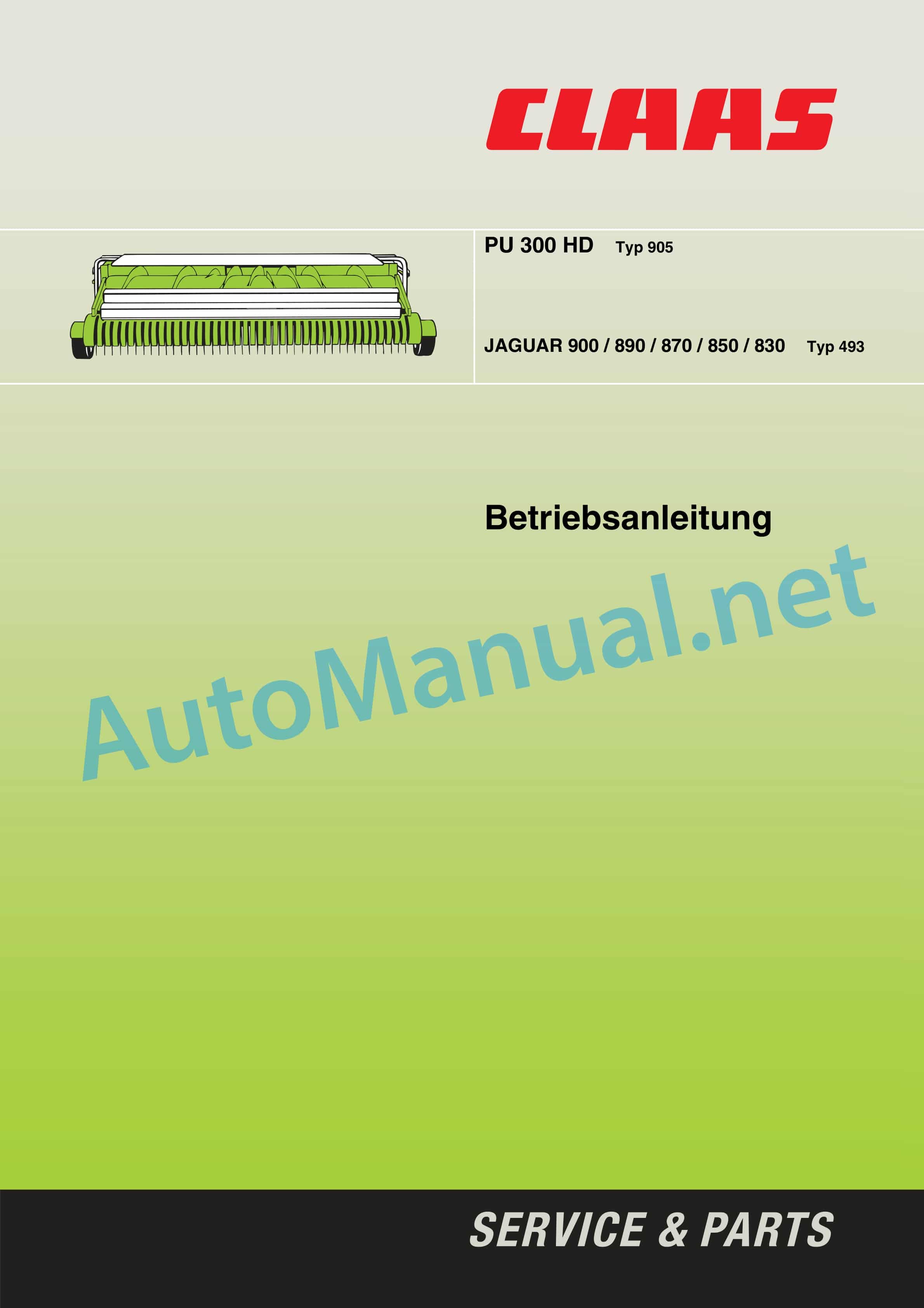 Claas PICK UP 300 (905) Forage Harvesters Operator Manual DE