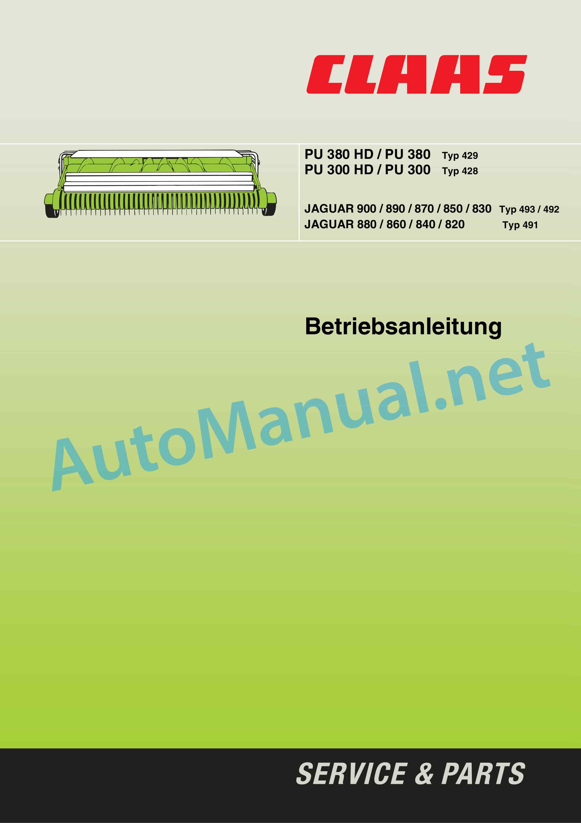 Claas PU 300 HD (428) Forage Harvesters Operator Manual DE