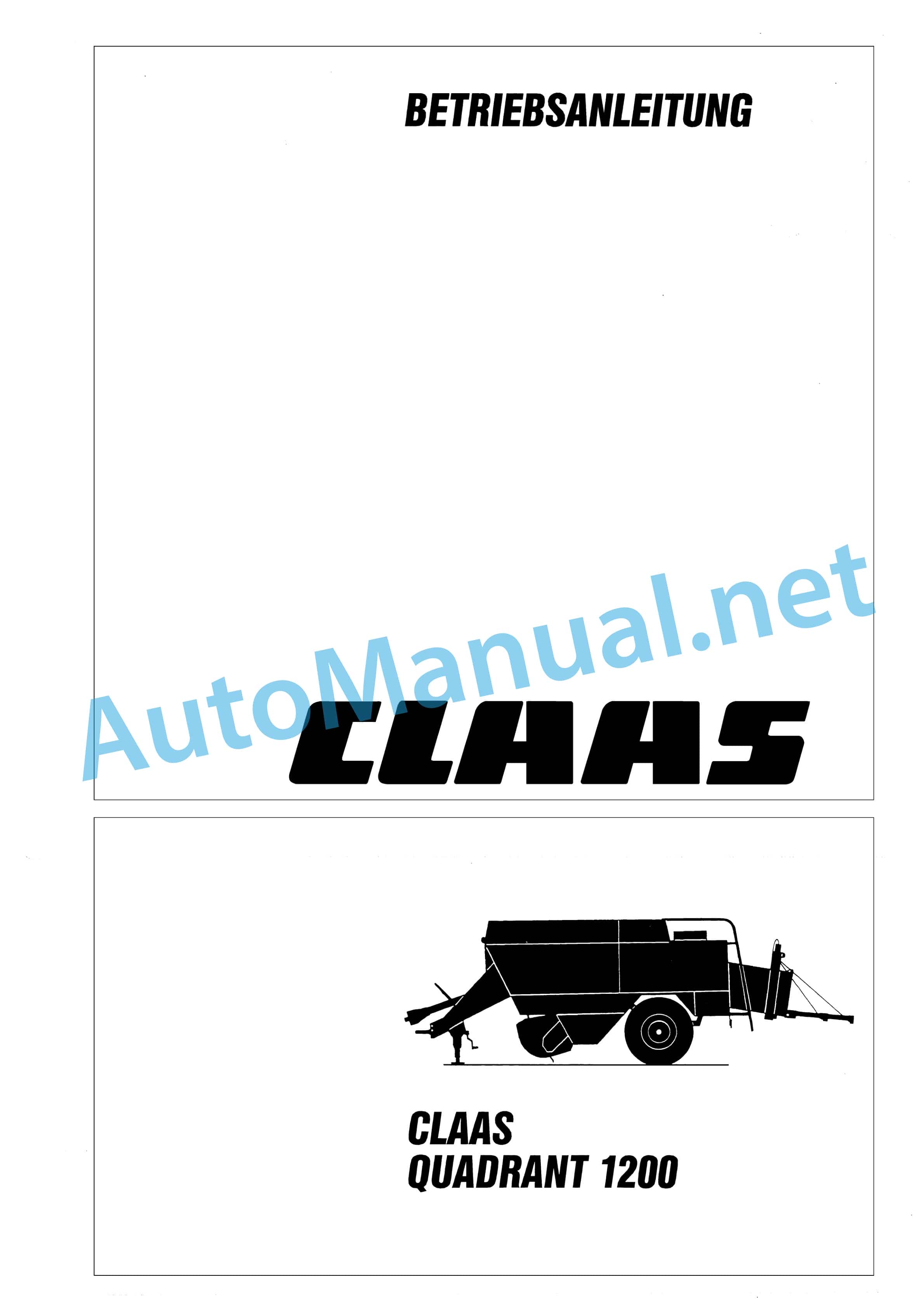Claas QUADRANT 1200 (042) Baler Operator Manual DE 1 Claas QUADRANT 1200 (042) Baler Operator Manual DE
