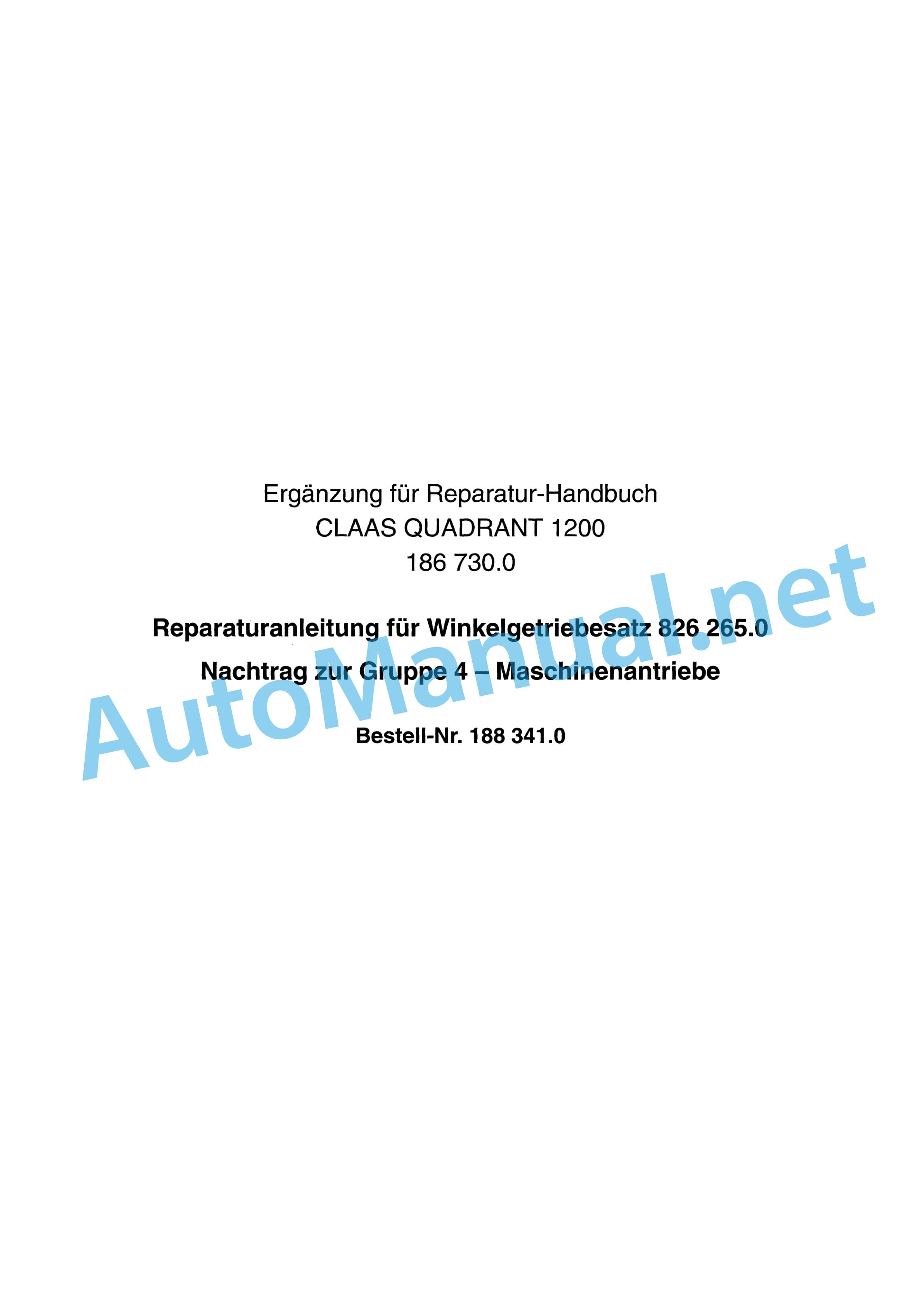 Claas QUADRANT 1200 RC (040) Baler Repair Manual DE 2 Claas QUADRANT 1200 RC (040) Baler Repair Manual DE - Image 2