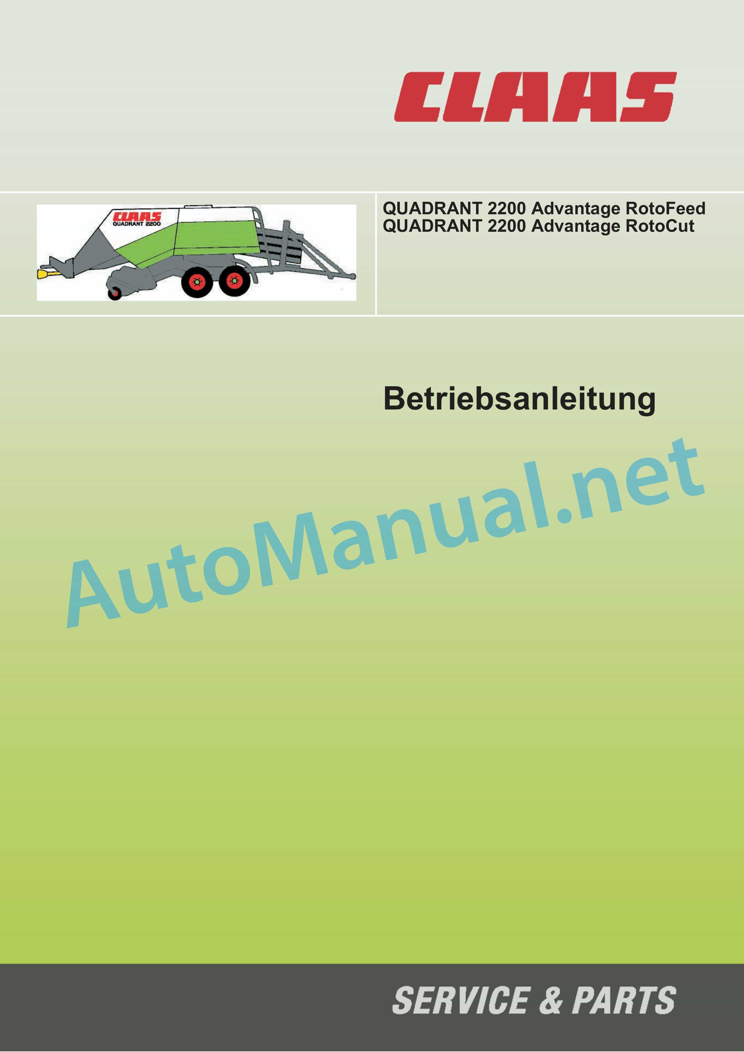 Claas QUADRANT 2200 ADVANTAGE (756) Baler Operator Manual DE 3 Claas QUADRANT 2200 ADVANTAGE (756) Baler Operator Manual DE - Image 3
