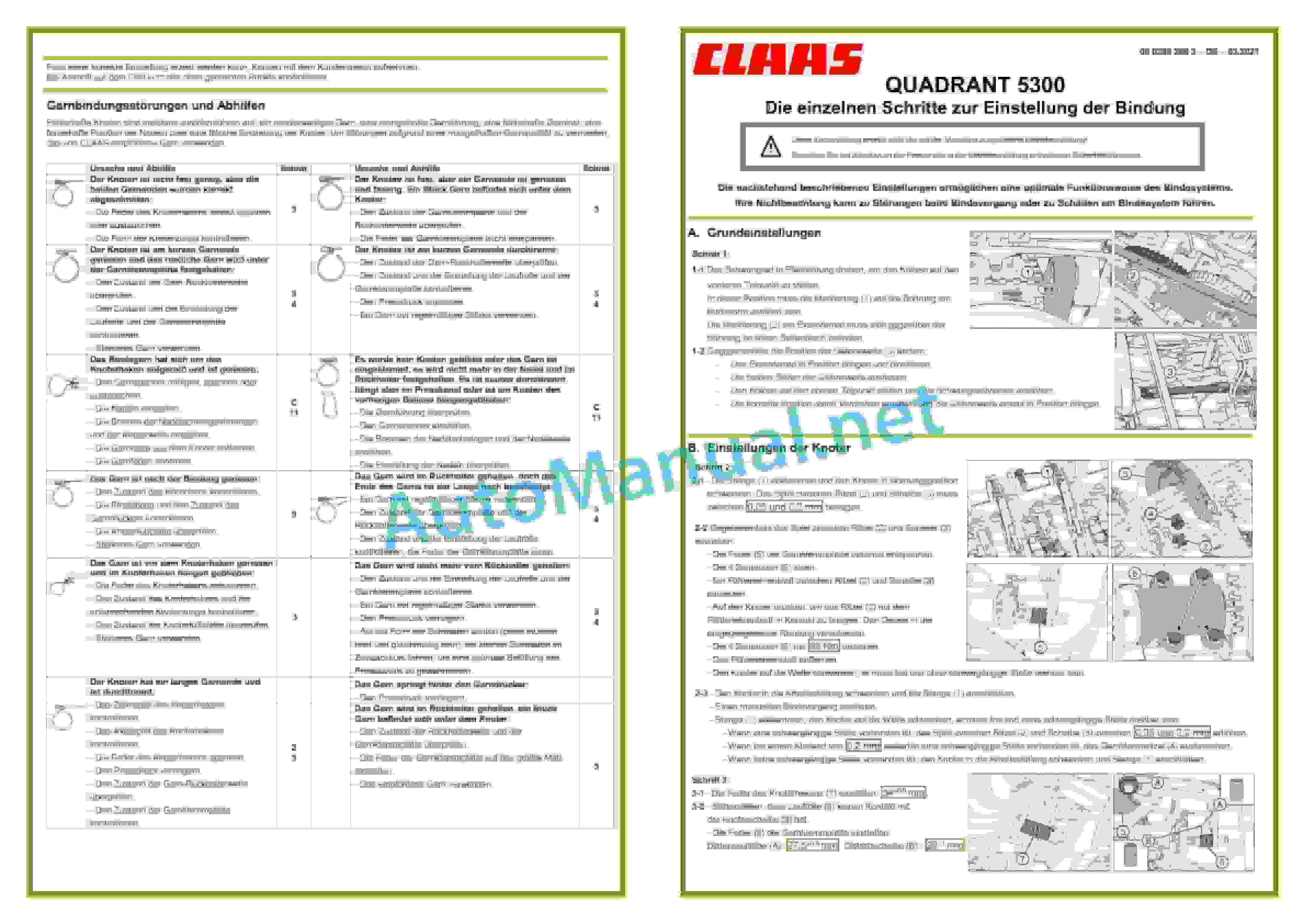 Claas QUADRANT 5300 (J32) Baler Operator Manual DE
