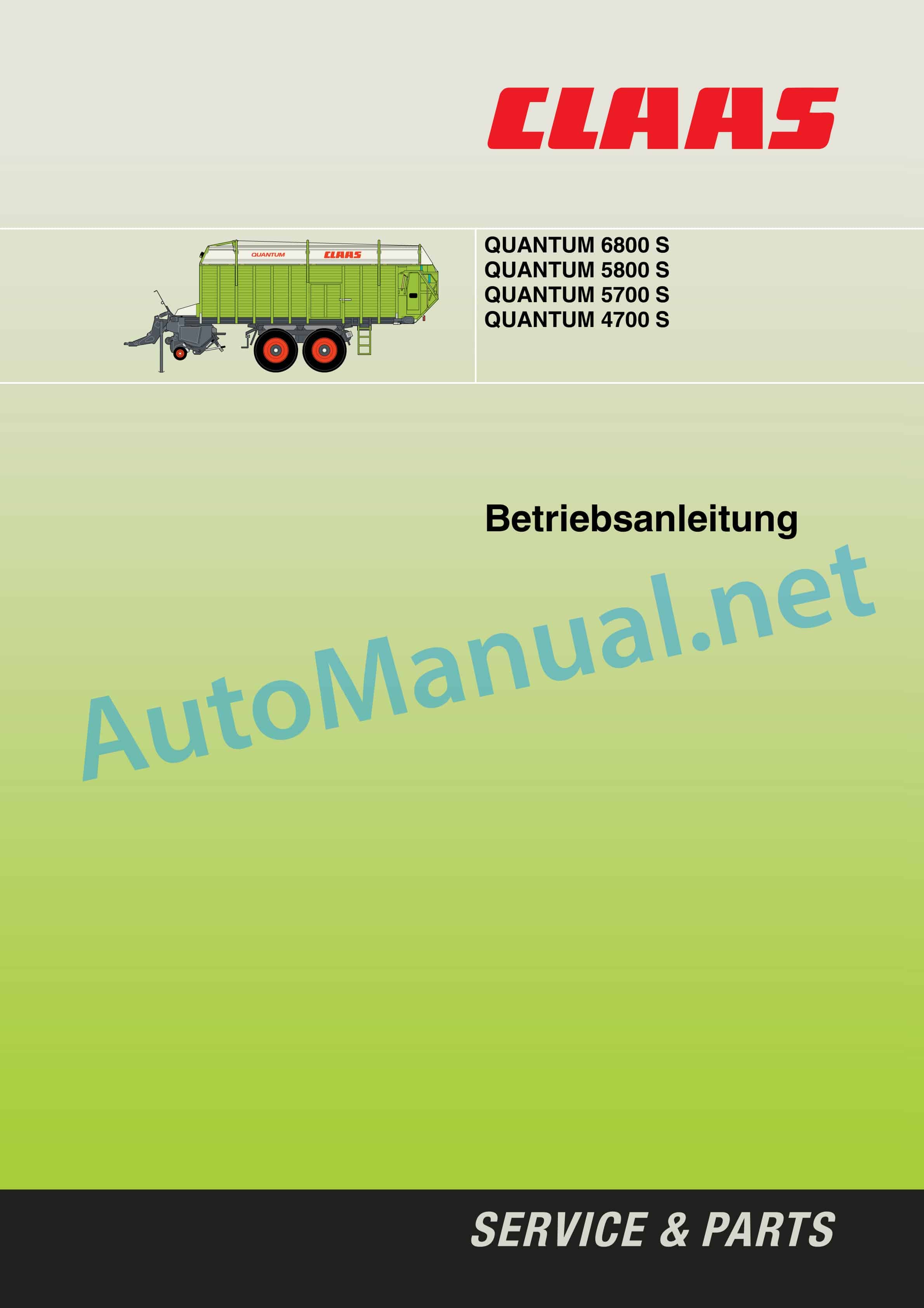 Alternative view of Claas QUANTUM 5500 S S16 S18 4500 S (614) Loader Wagons Operator Manual DE
