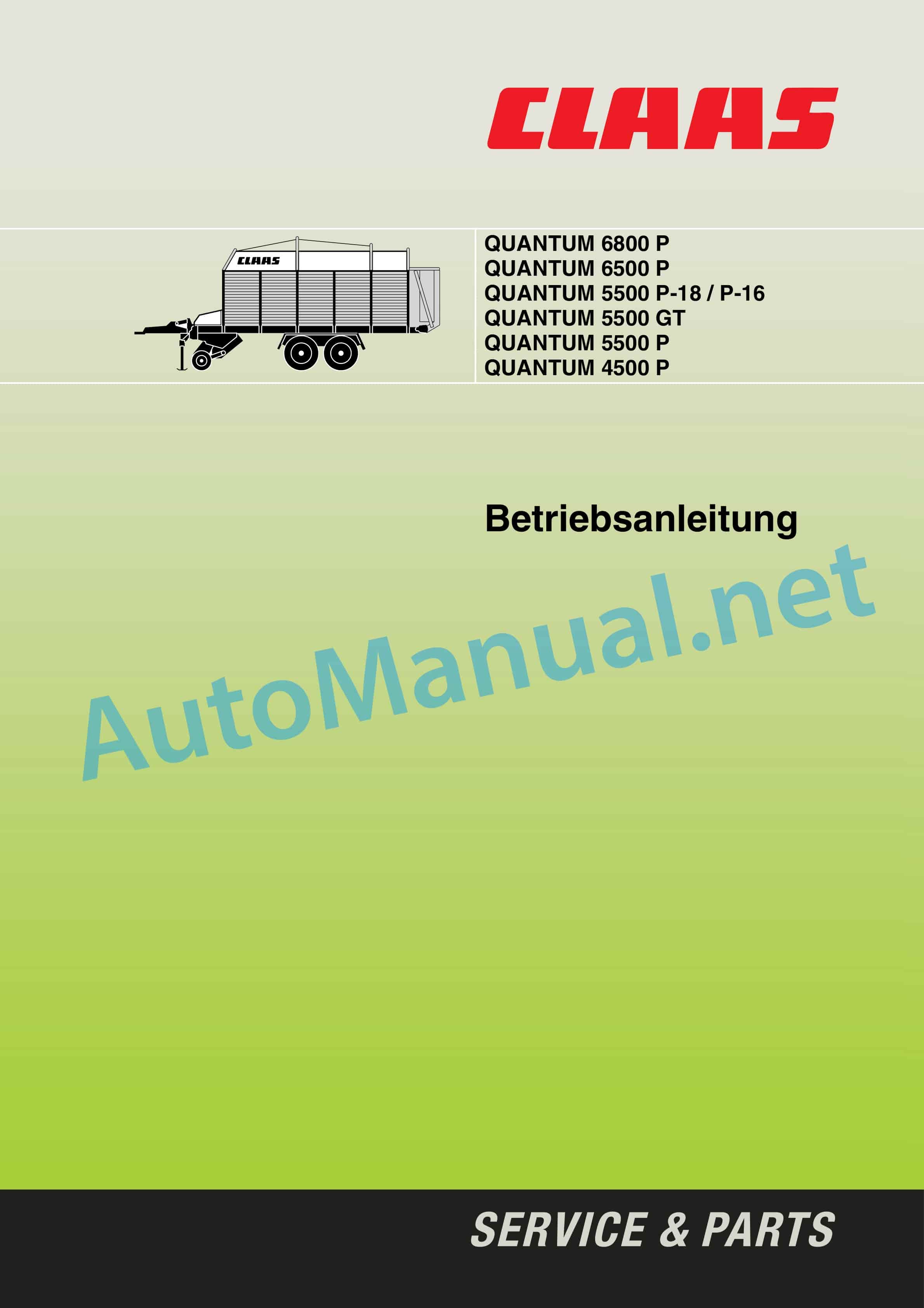 Claas QUANTUM 6800-4500 GT P (615) Loader Wagons Operator Manual DE