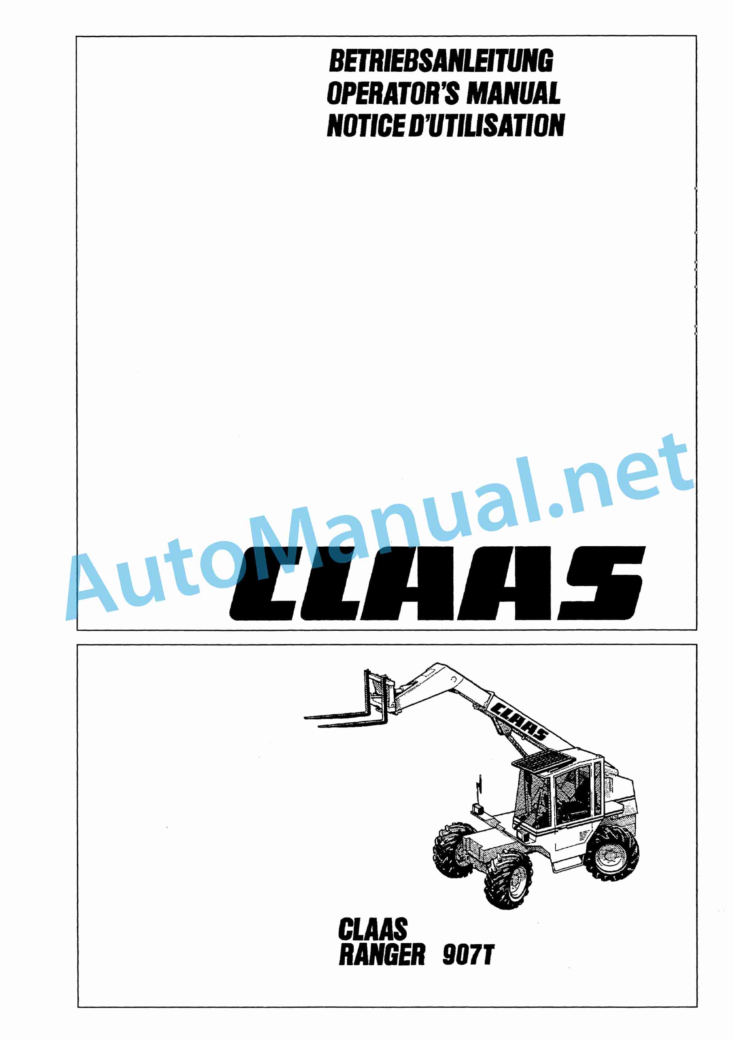 Claas RANGER 907 (484) Telehandlers Operator Manual DE