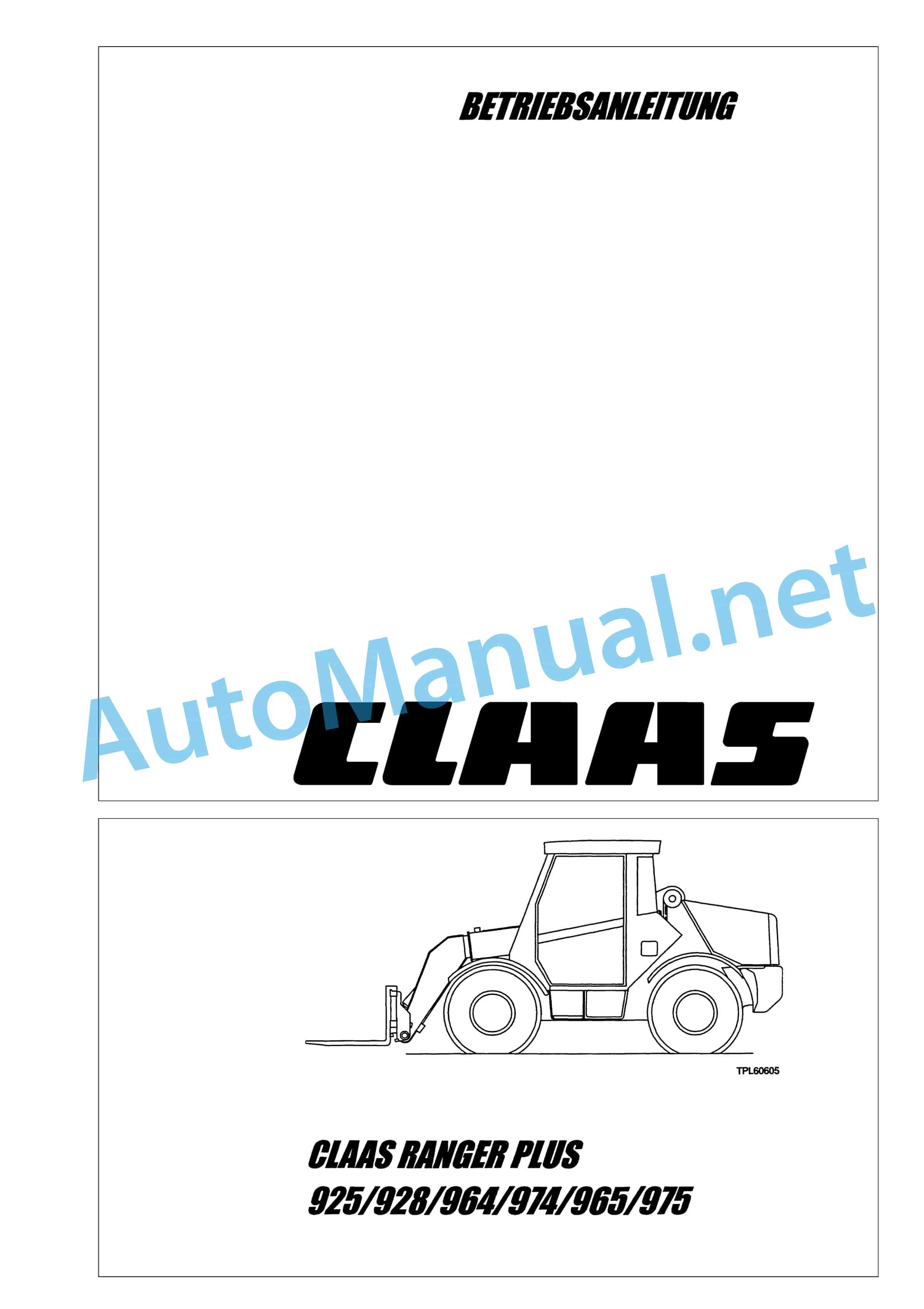 Claas RANGER 975-964, 970, 960 und PLUS (516) Telehandlers Operator Manual DE
