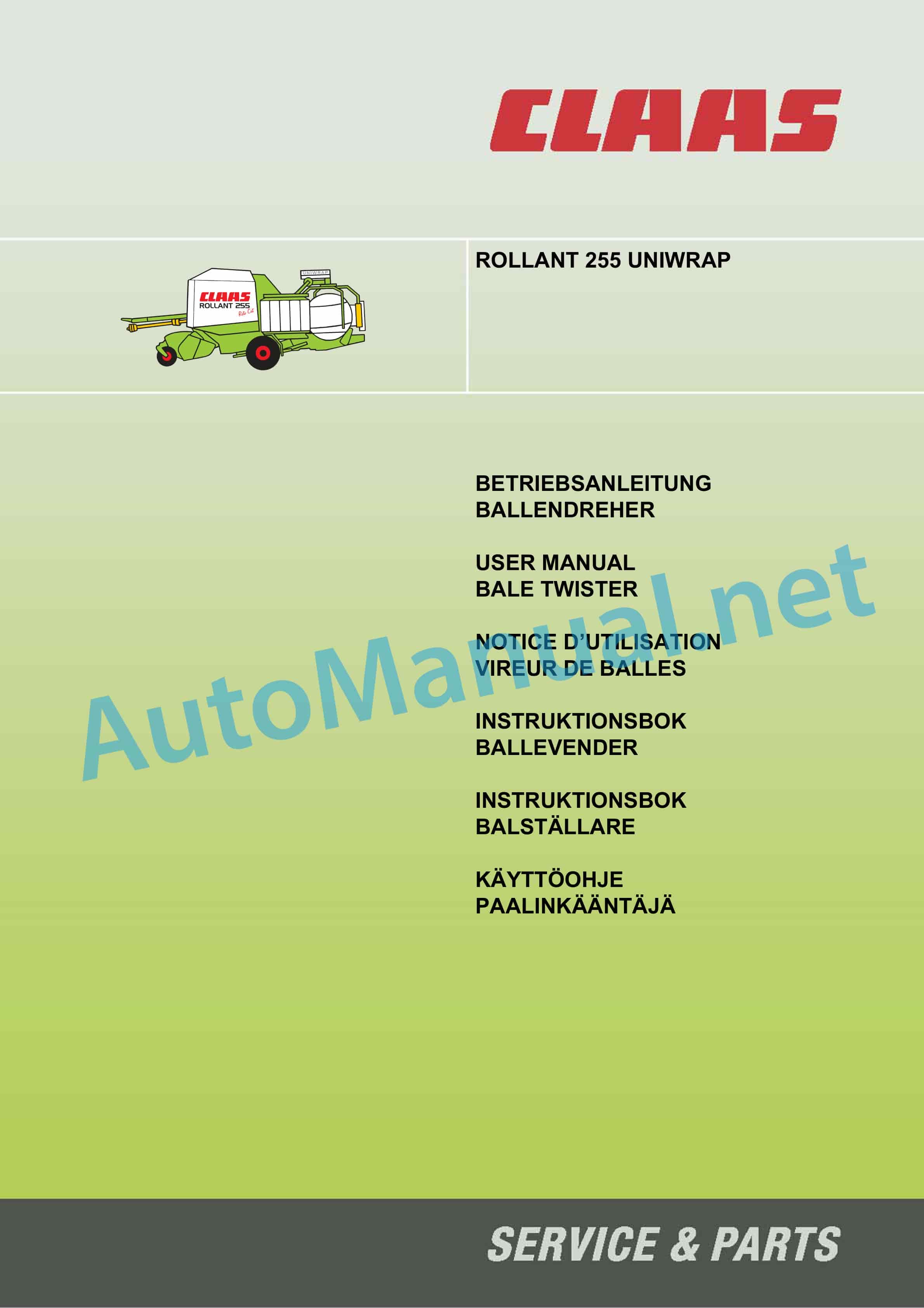 Alternative view of Claas ROLLANT 250 255 UNIWRAP (726) Baler Operator Manual DE