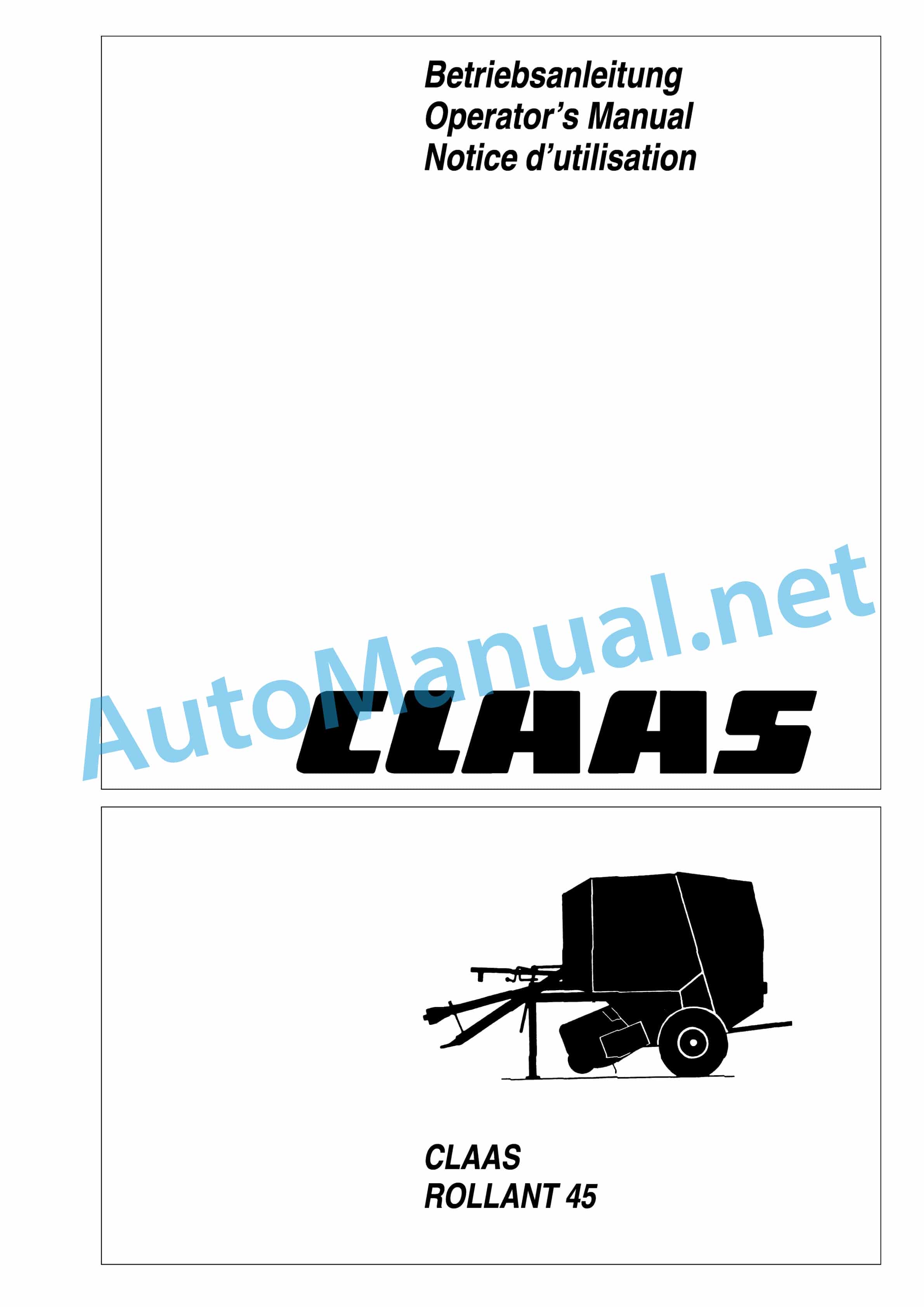 Claas ROLLANT 45 (009) Baler Operator Manual DE 3 Claas ROLLANT 45 (009) Baler Operator Manual DE - Image 3