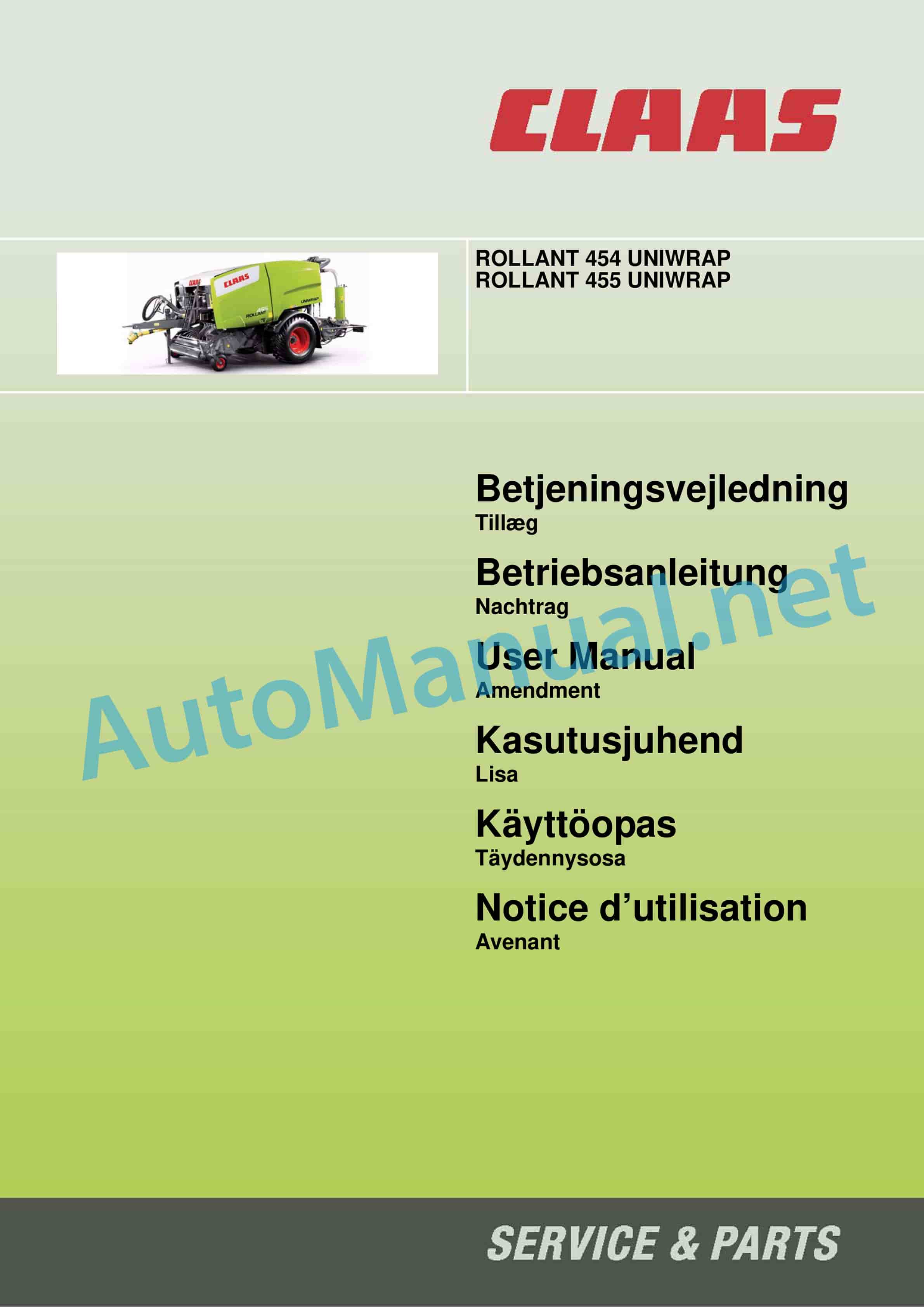 Claas ROLLANT 454 UNIWRAP (769) Baler Operator Manual DE