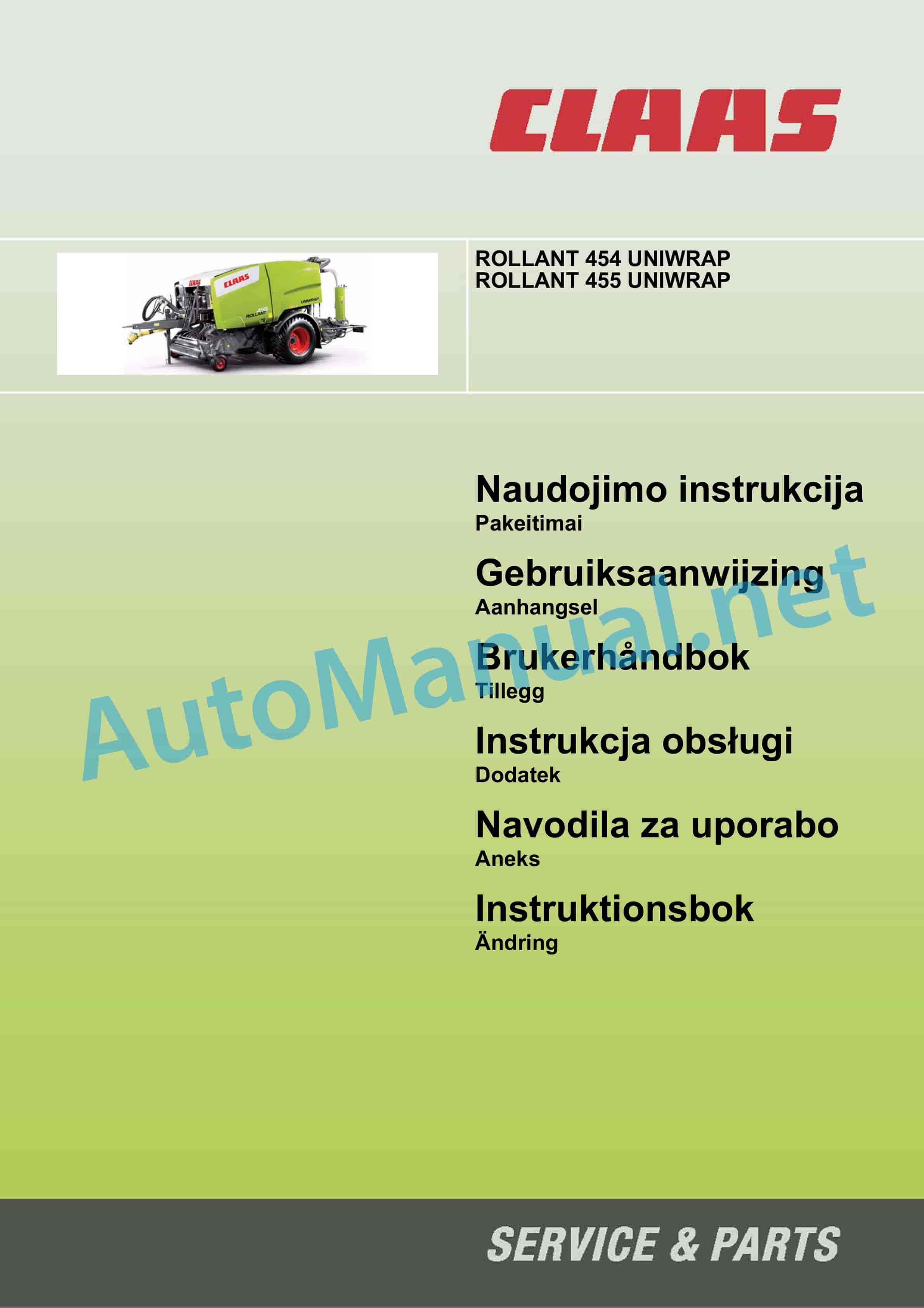 Alternative view of Claas ROLLANT 454 UNIWRAP (769) Baler Operator Manual DE