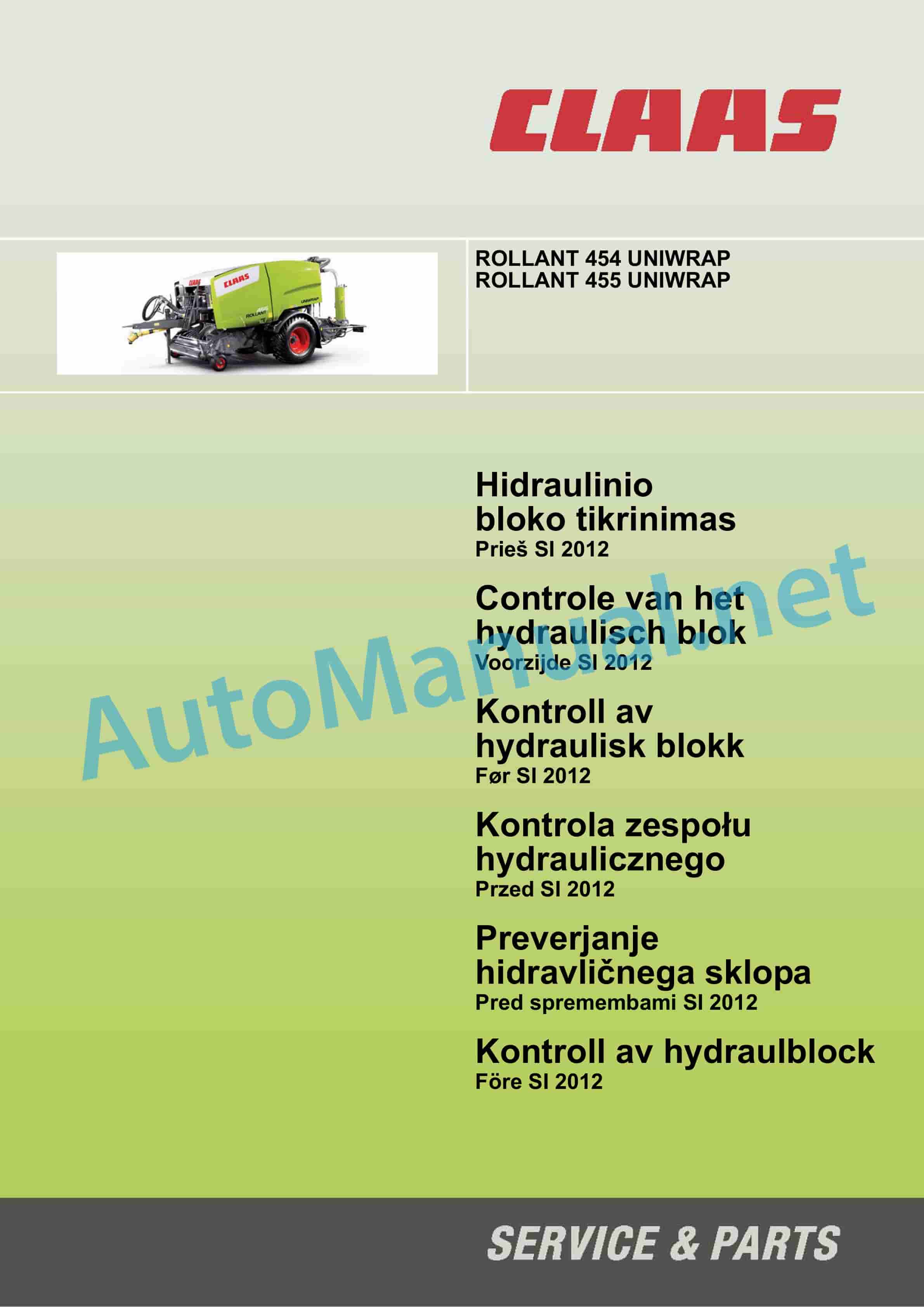 Alternative view of Claas ROLLANT 455 UNIWRAP (750) Baler Repair Manual DE
