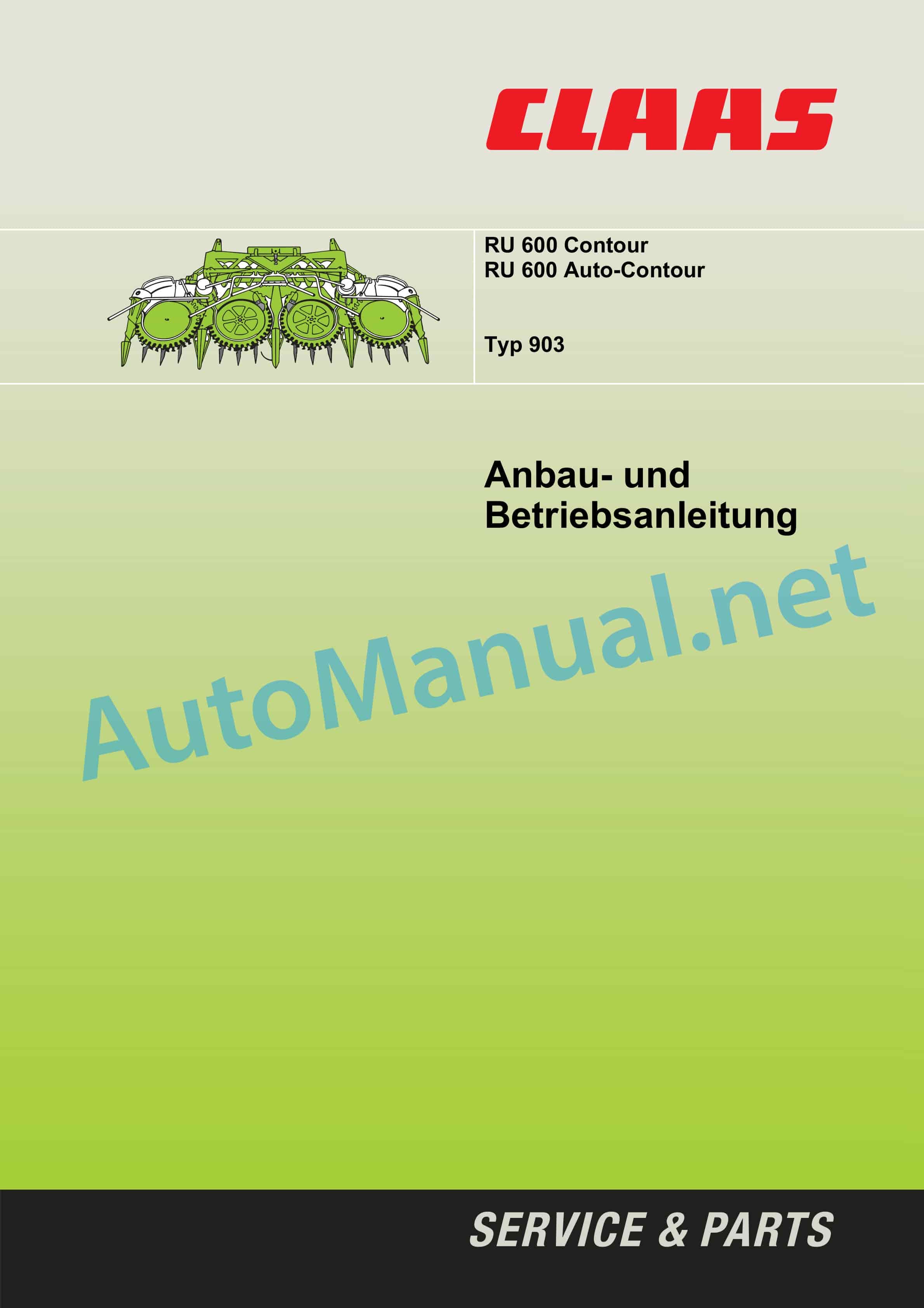 Claas RU-600 CONTOUR (903) Forage Harvesters Operator Manual DE