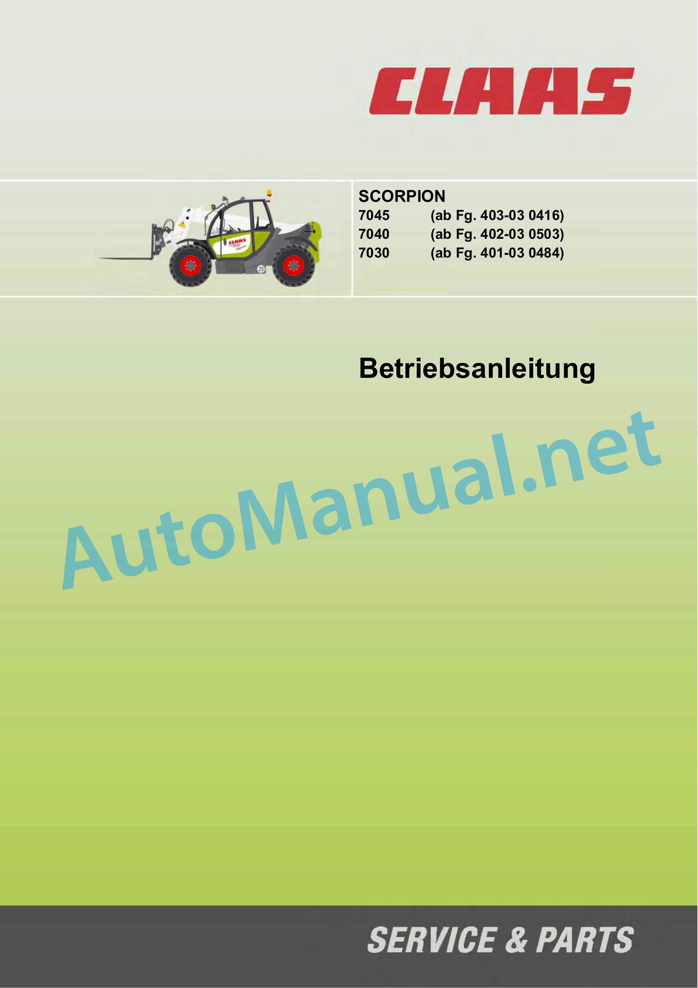 Alternative view of Claas SCORPION 7030 (K02) Telehandlers Operator Manual DE