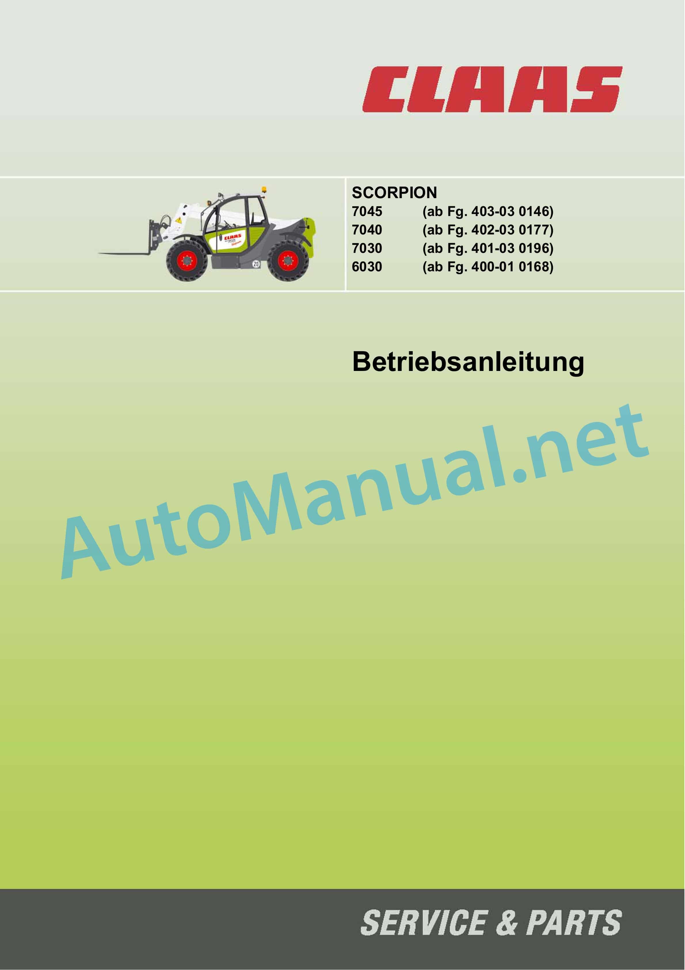 Claas SCORPION 7030 (K12) Telehandlers Operator Manual DE