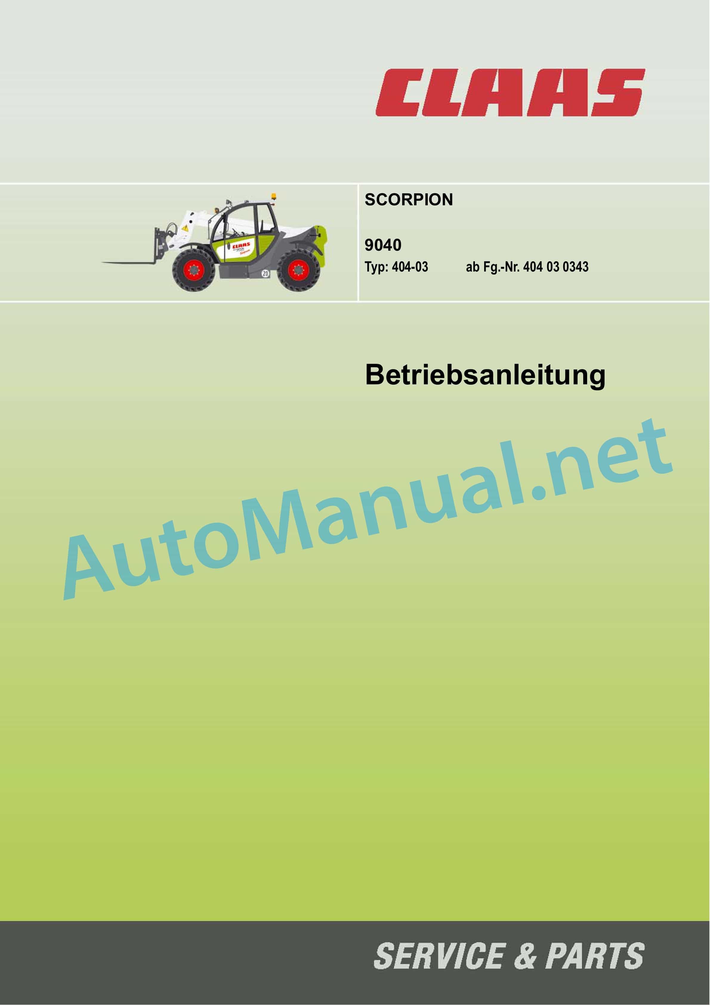 Alternative view of Claas SCORPION 9040 (K15) Telehandlers Operator Manual DE