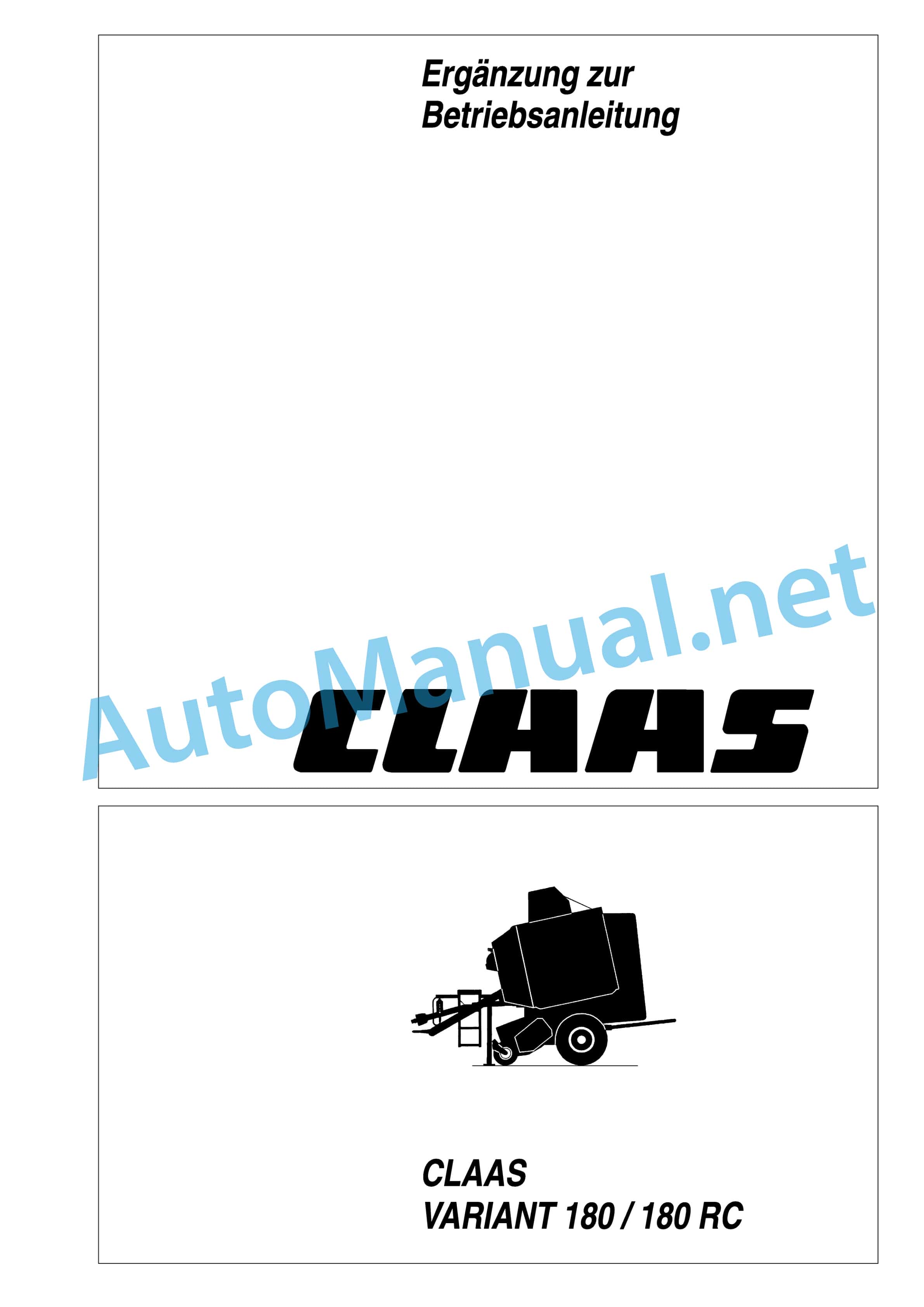 Claas VARIANT 180 (049) Baler Operator Manual DE