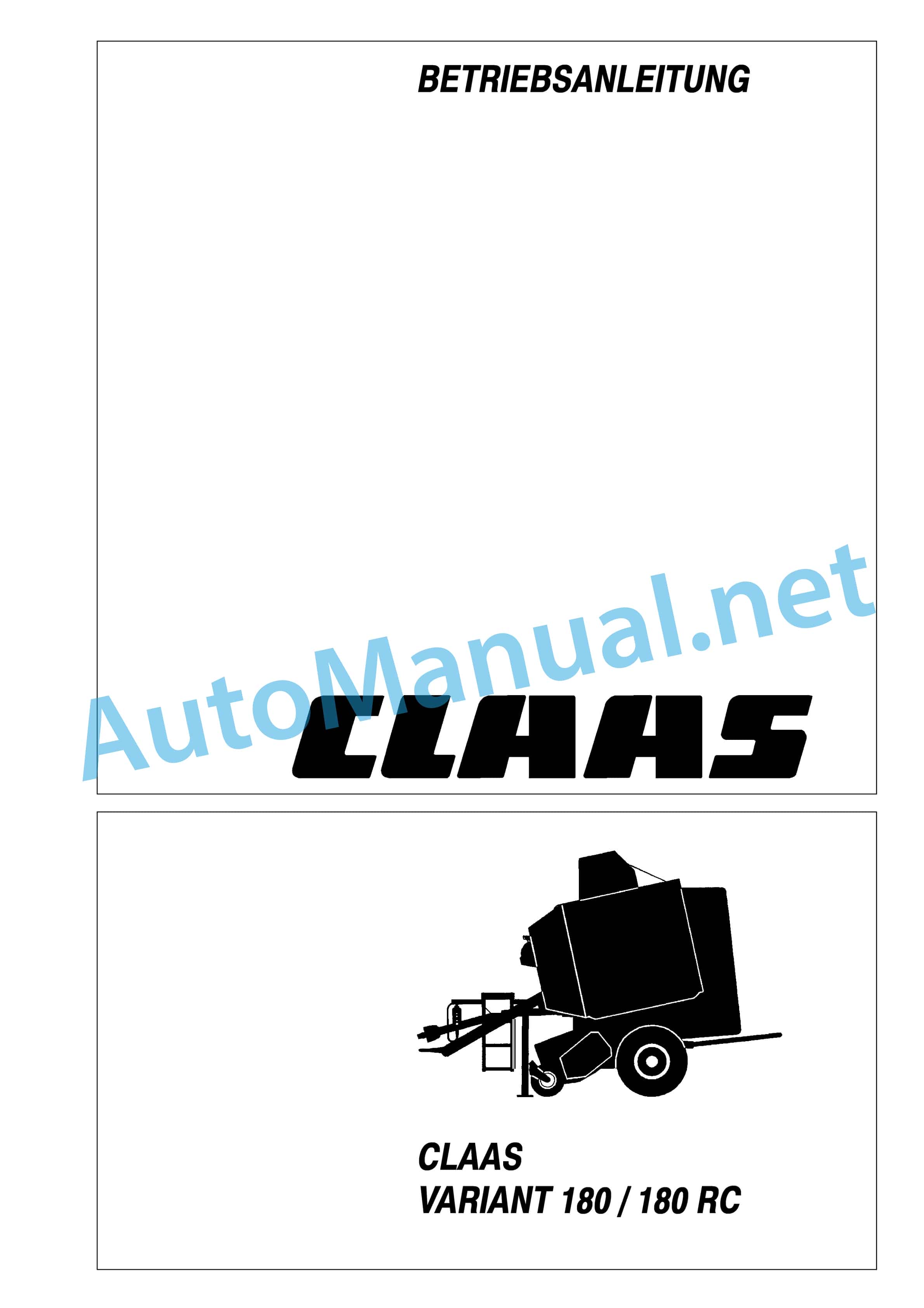 Alternative view of Claas VARIANT 180 (049) Baler Operator Manual DE