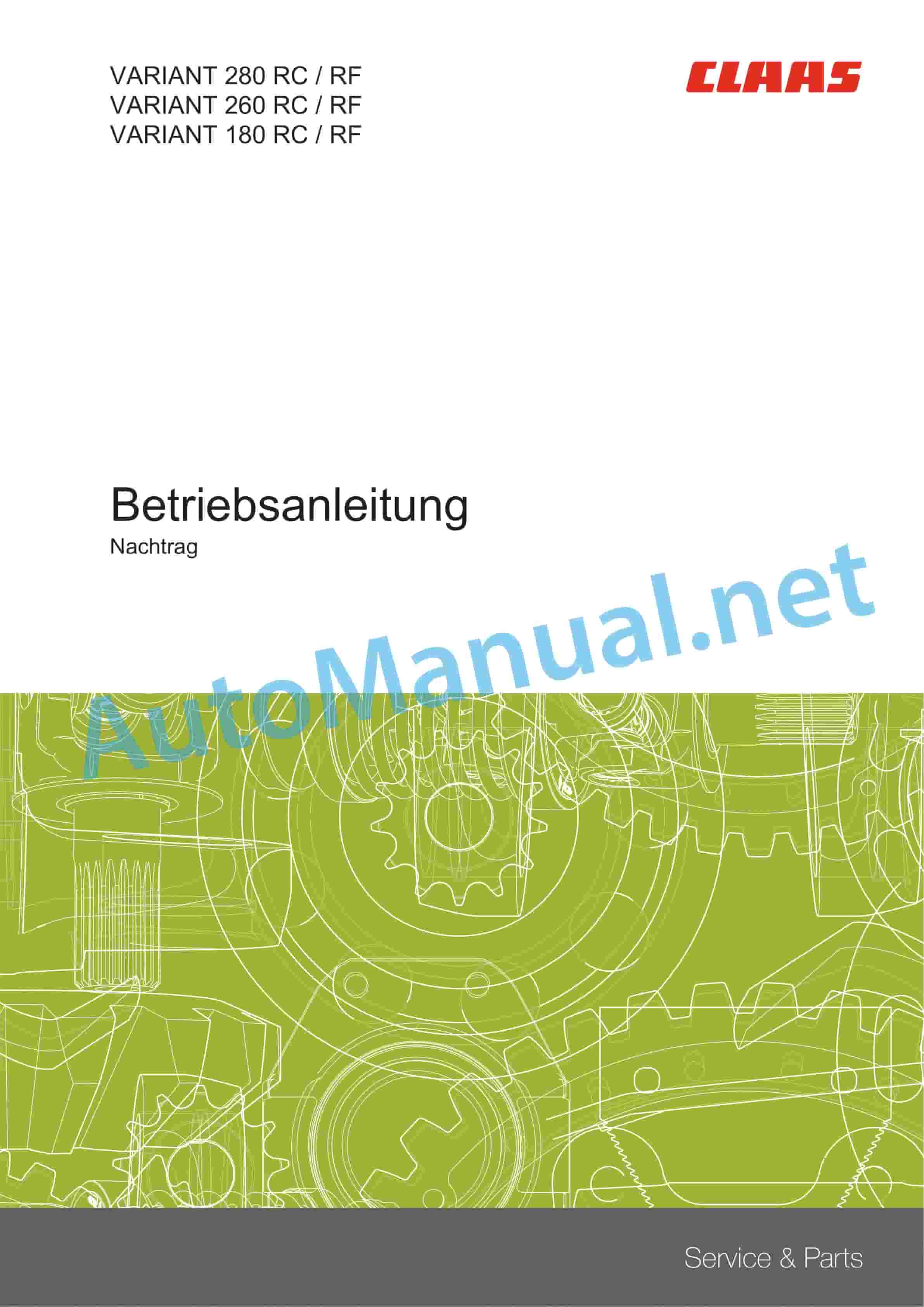 Alternative view of Claas VARIANT 180 ROTO CUT (048) Baler Operator Manual DE