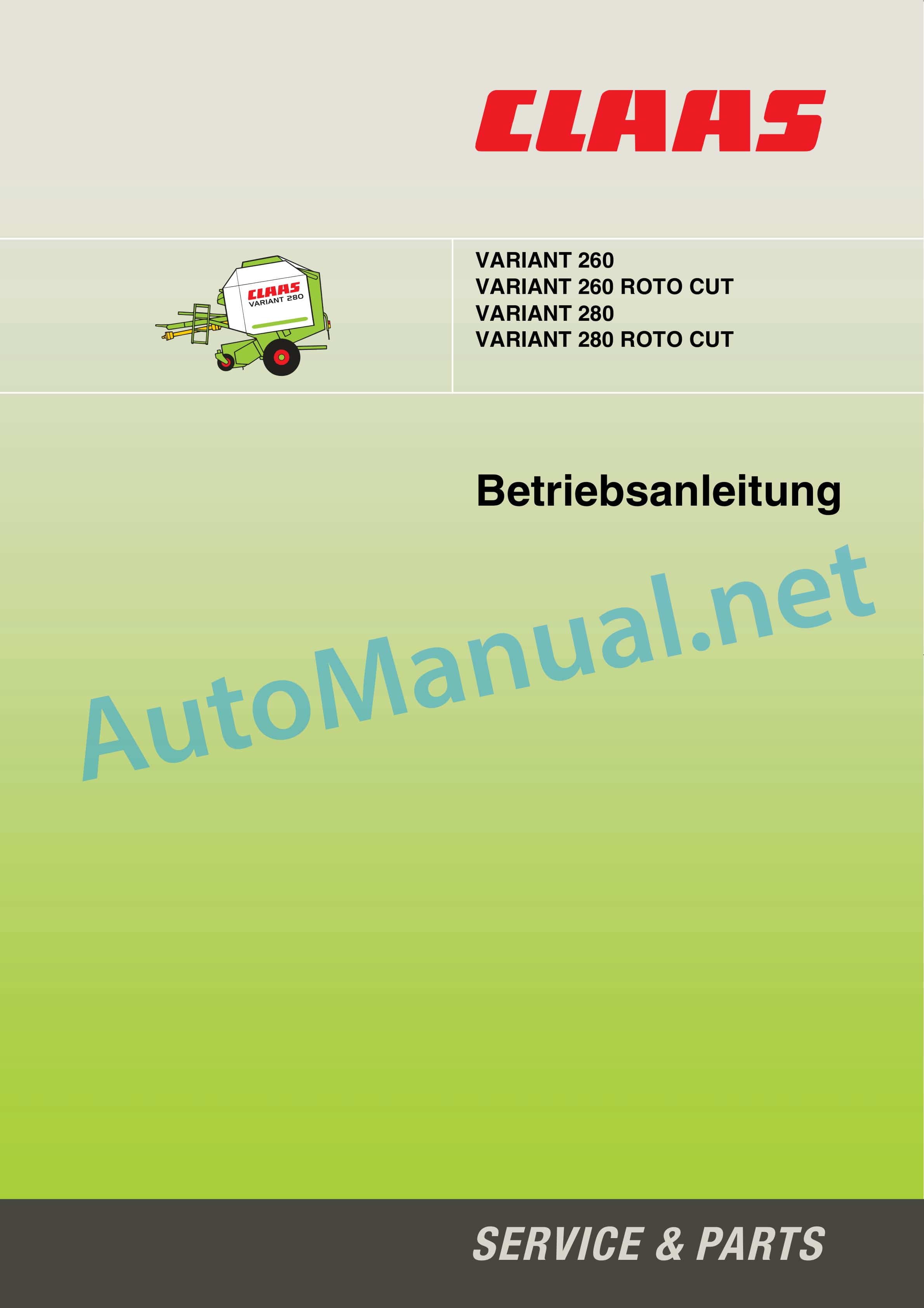 Claas VARIANT 260 RC (732) Baler Operator Manual DE