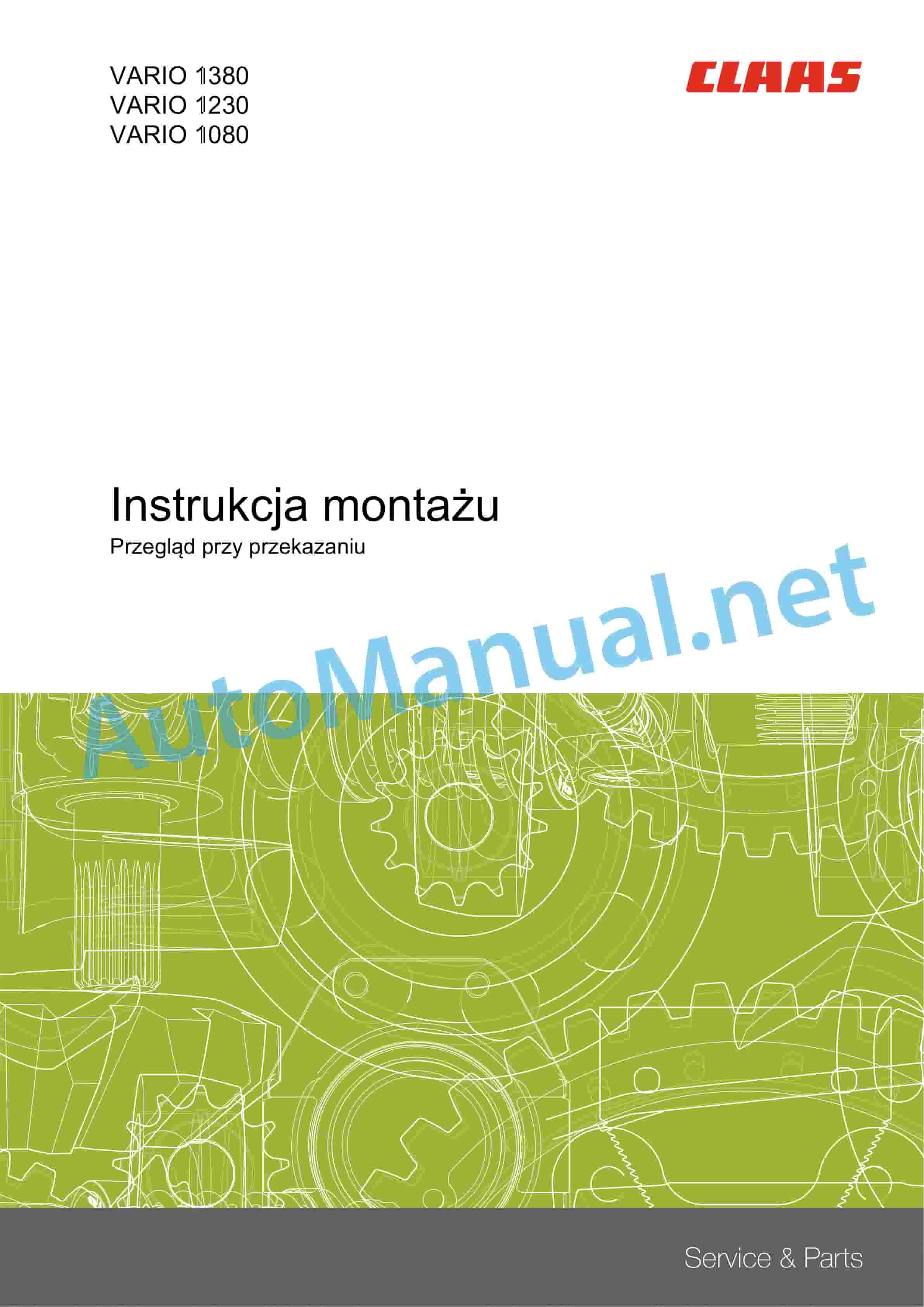 Claas VARIO 1380-1080 (536) Combine Operator Manual PL 1 Claas VARIO 1380-1080 (536) Combine Operator Manual PL