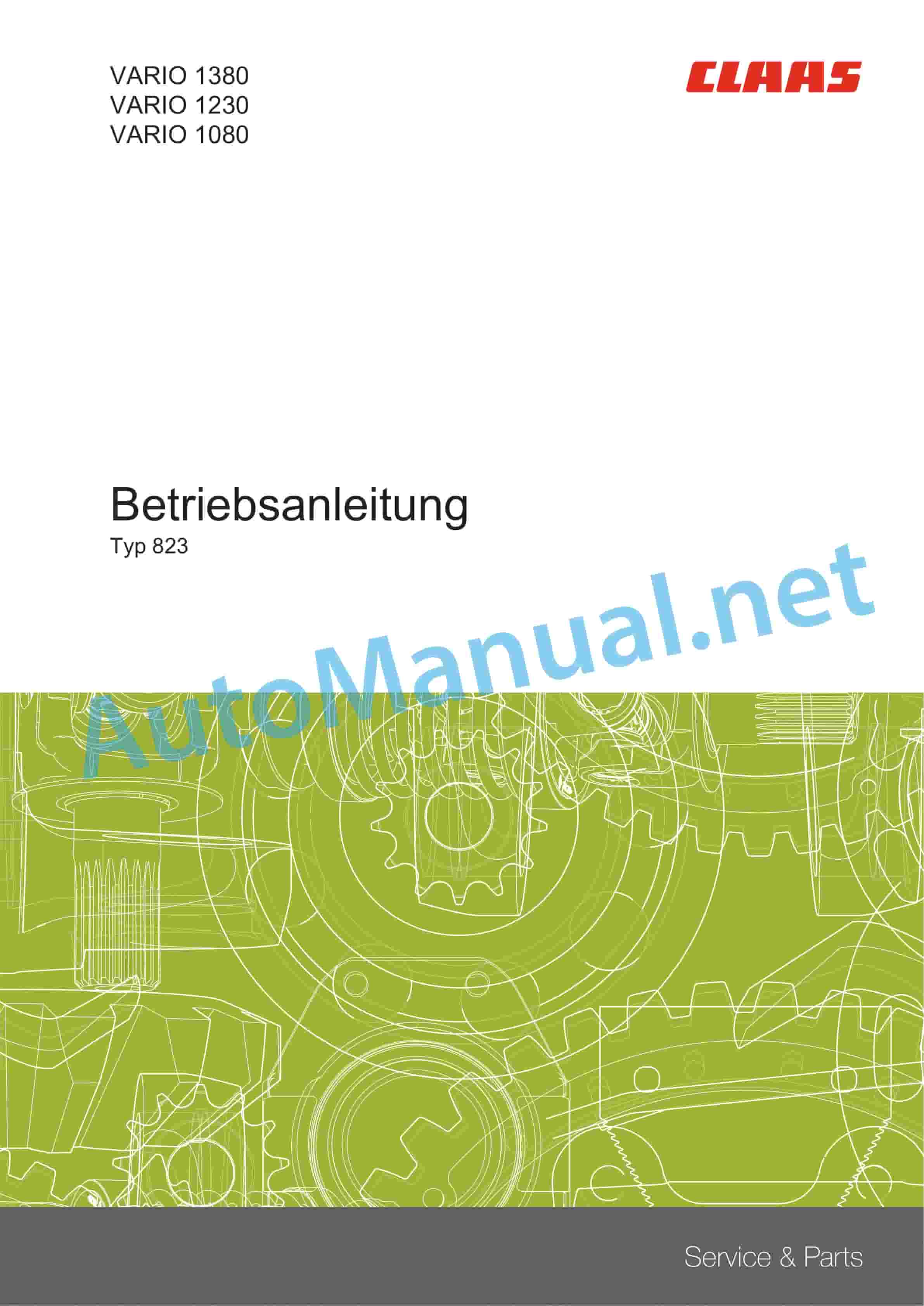 Claas VARIO 1380-1080 (823) Combine Operator Manual DE