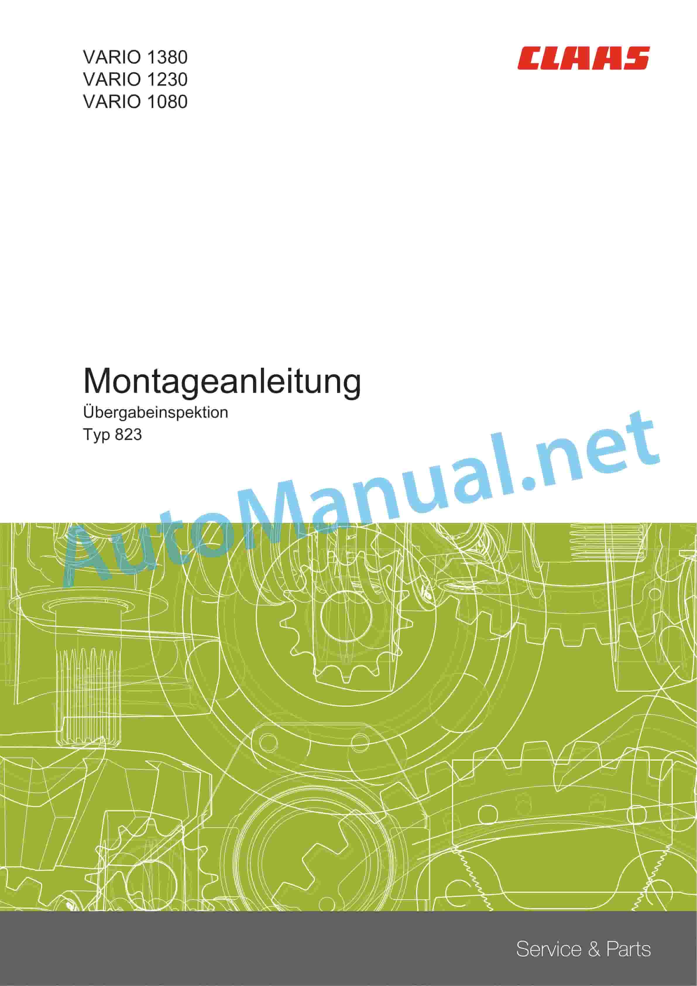 Alternative view of Claas VARIO 1380-1080 (823) Combine Operator Manual DE
