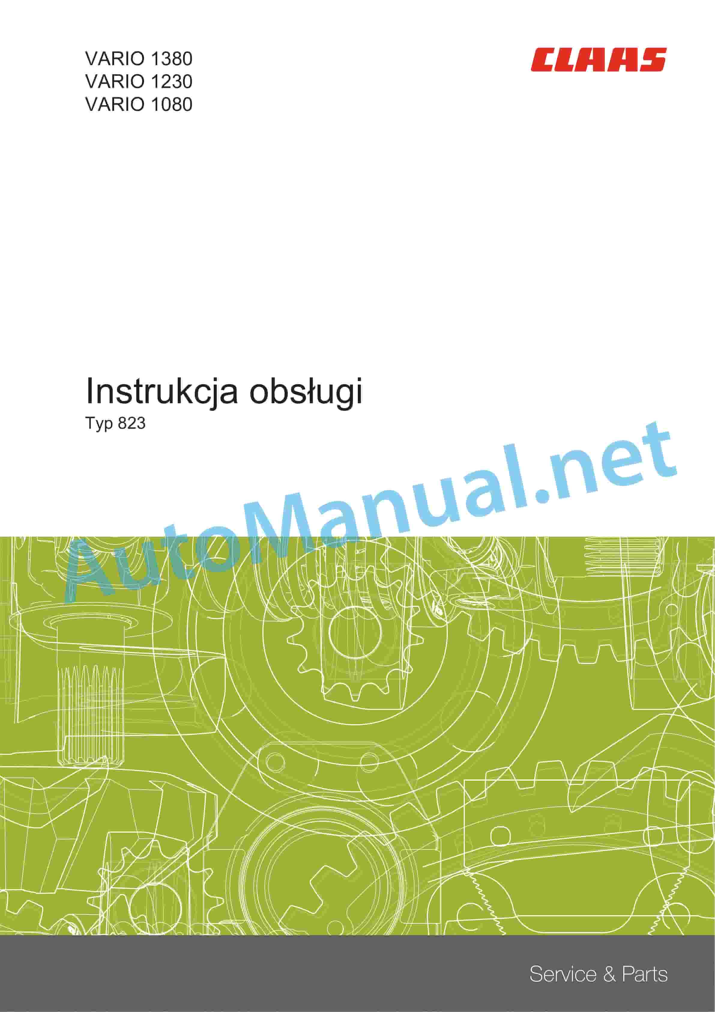 Claas VARIO 1380-1080 (823) Combine Operator Manual PL 1 Claas VARIO 1380-1080 (823) Combine Operator Manual PL
