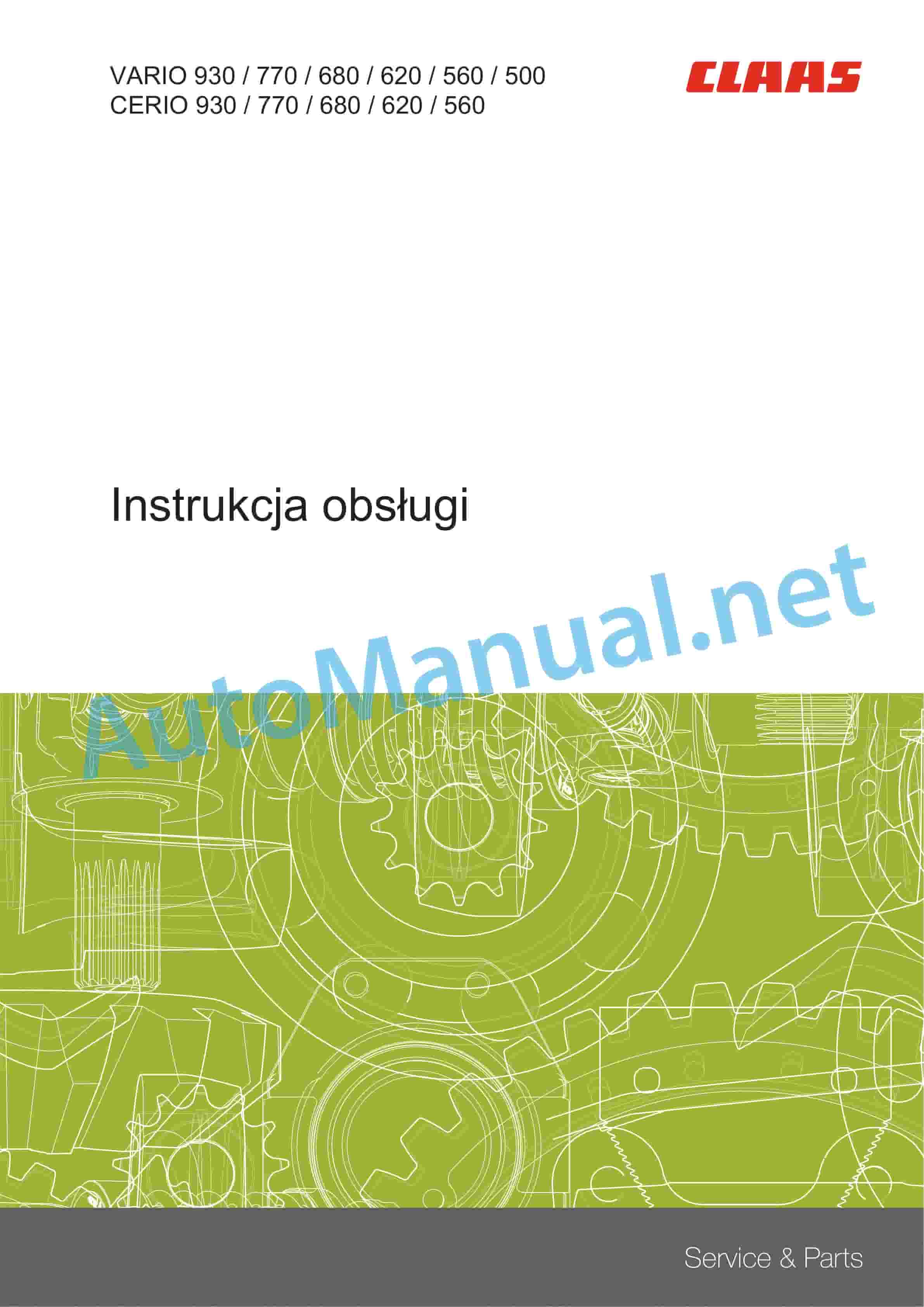 Claas VARIO 930-500 CERIO 930-560 (528) Combine Operator Manual PL 1 Claas VARIO 930-500 CERIO 930-560 (528) Combine Operator Manual PL