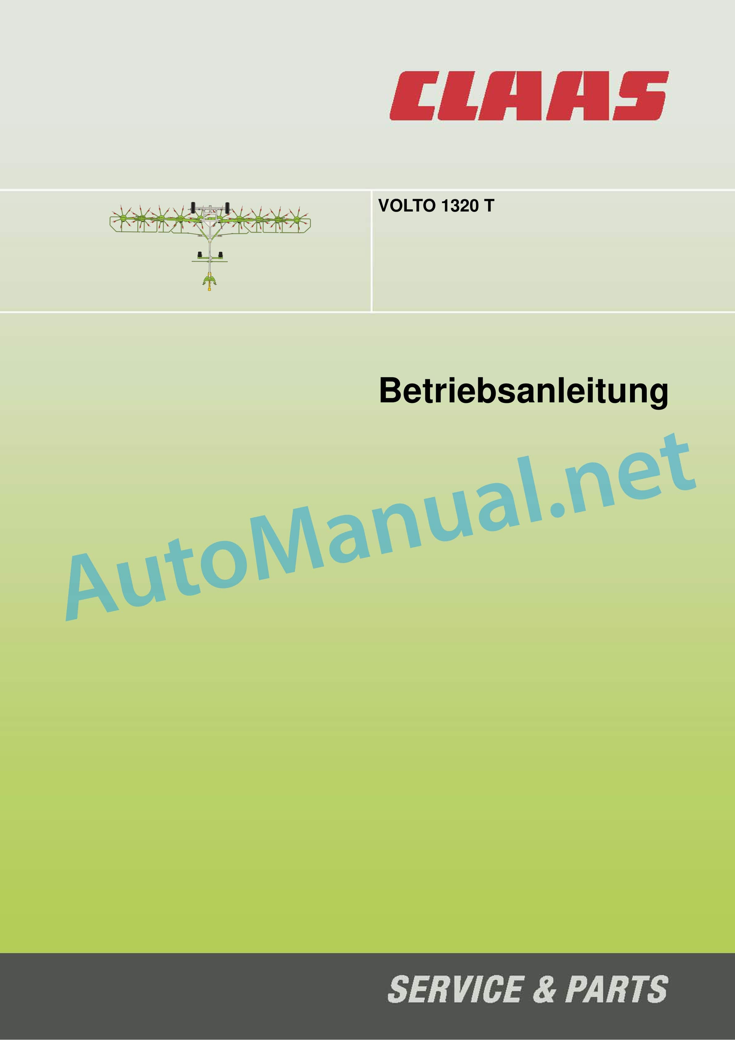 Claas VOLTO 1320 T 1300 T (631) Tedders Operator Manual DE