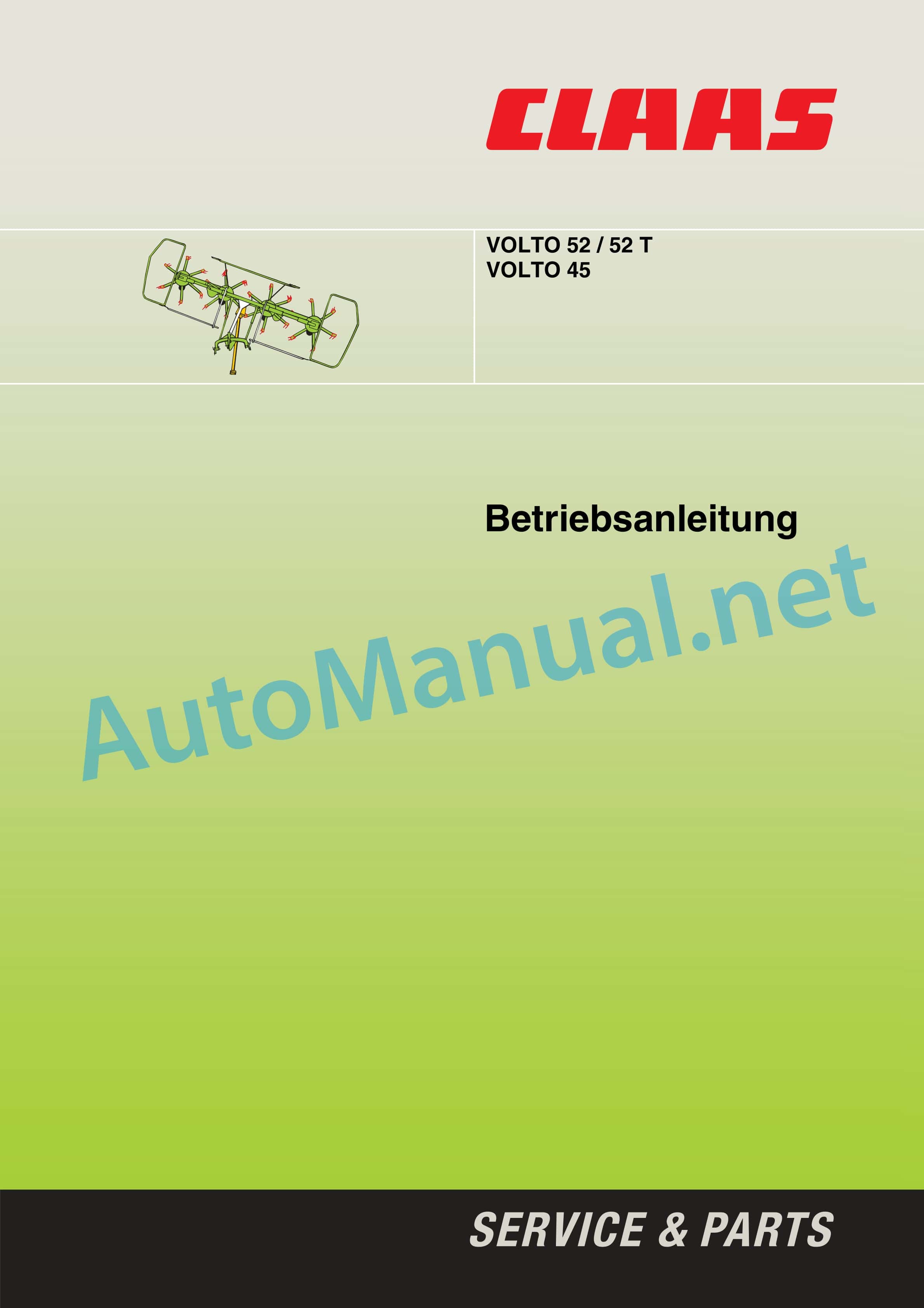 Claas VOLTO 45 (626) Tedders Operator Manual DE