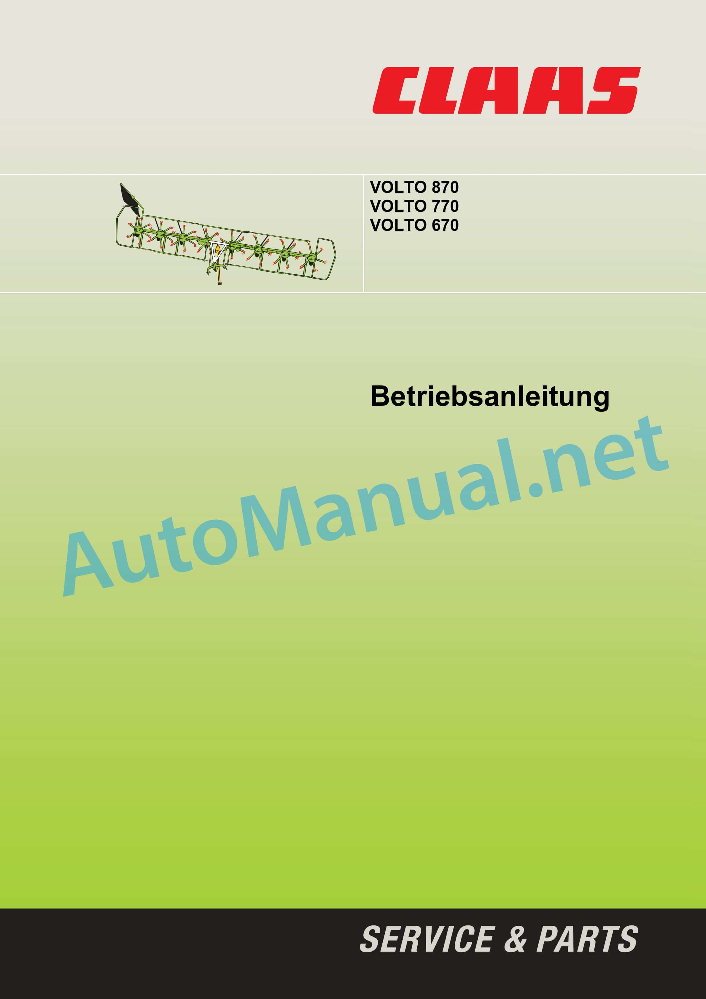 Claas VOLTO 670 (628) Tedders Operator Manual DE