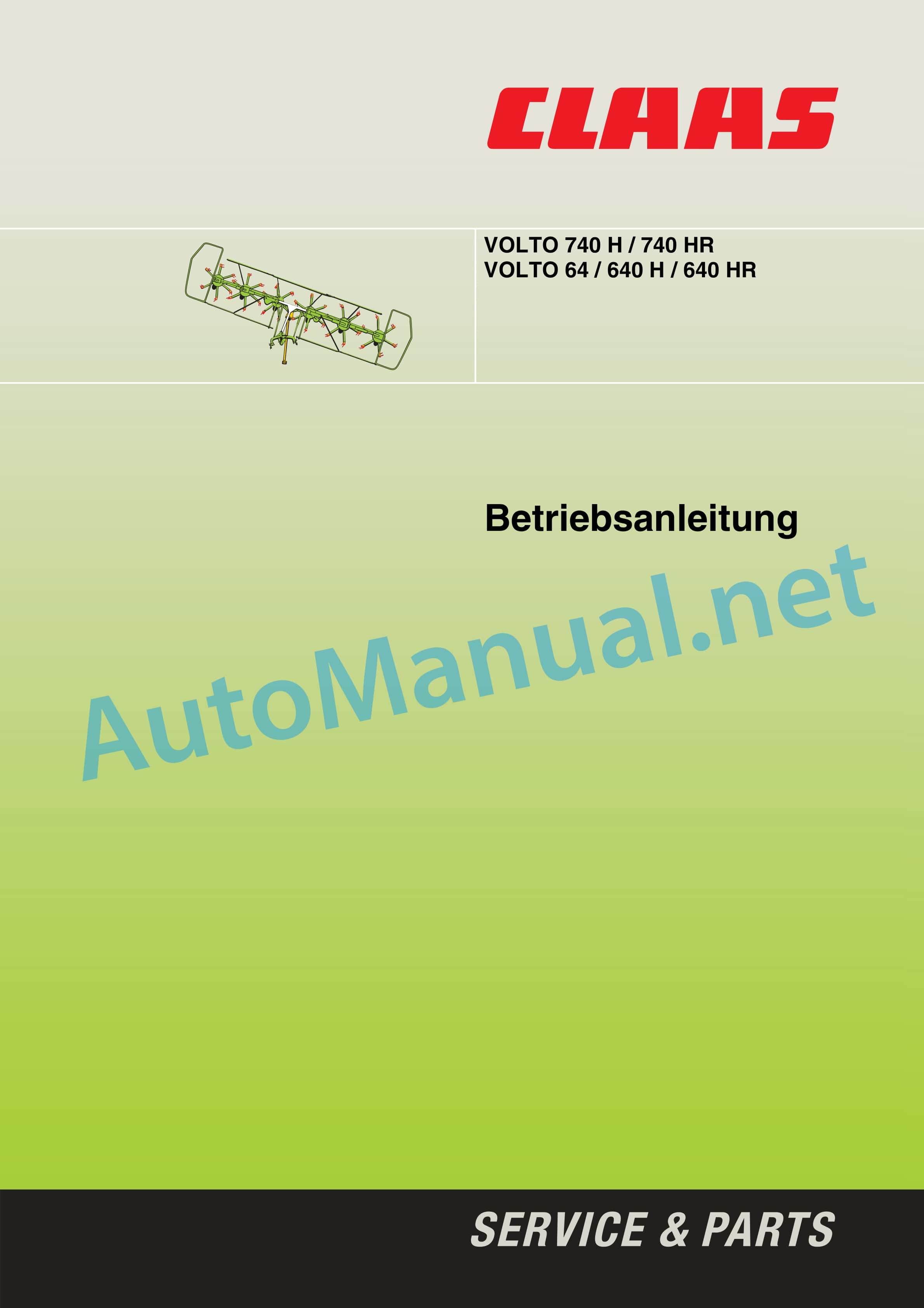 Claas VOLTO 740 H HR (369) Tedders Operator Manual DE