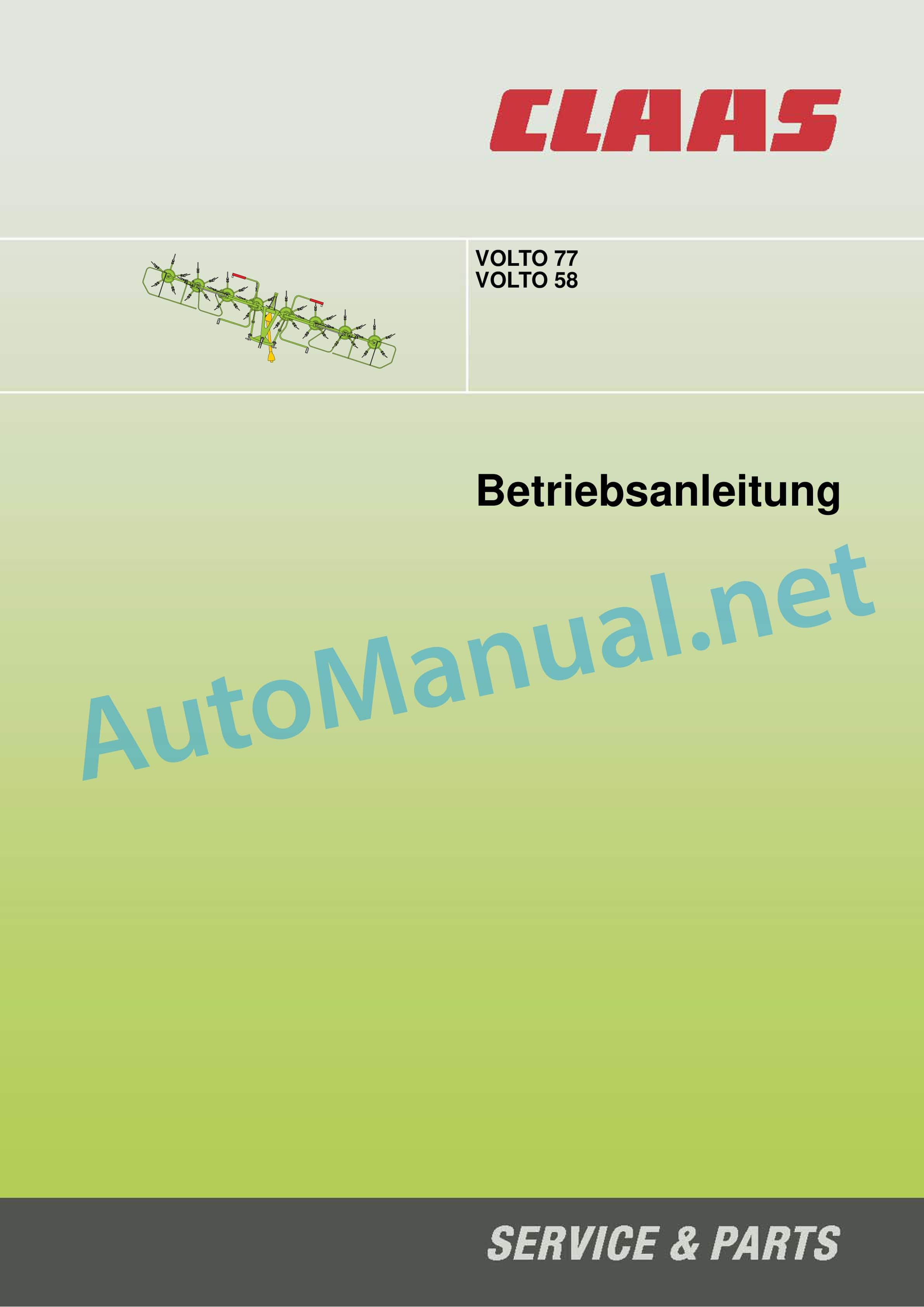 Claas VOLTO 77 (231) Tedders Operator Manual DE