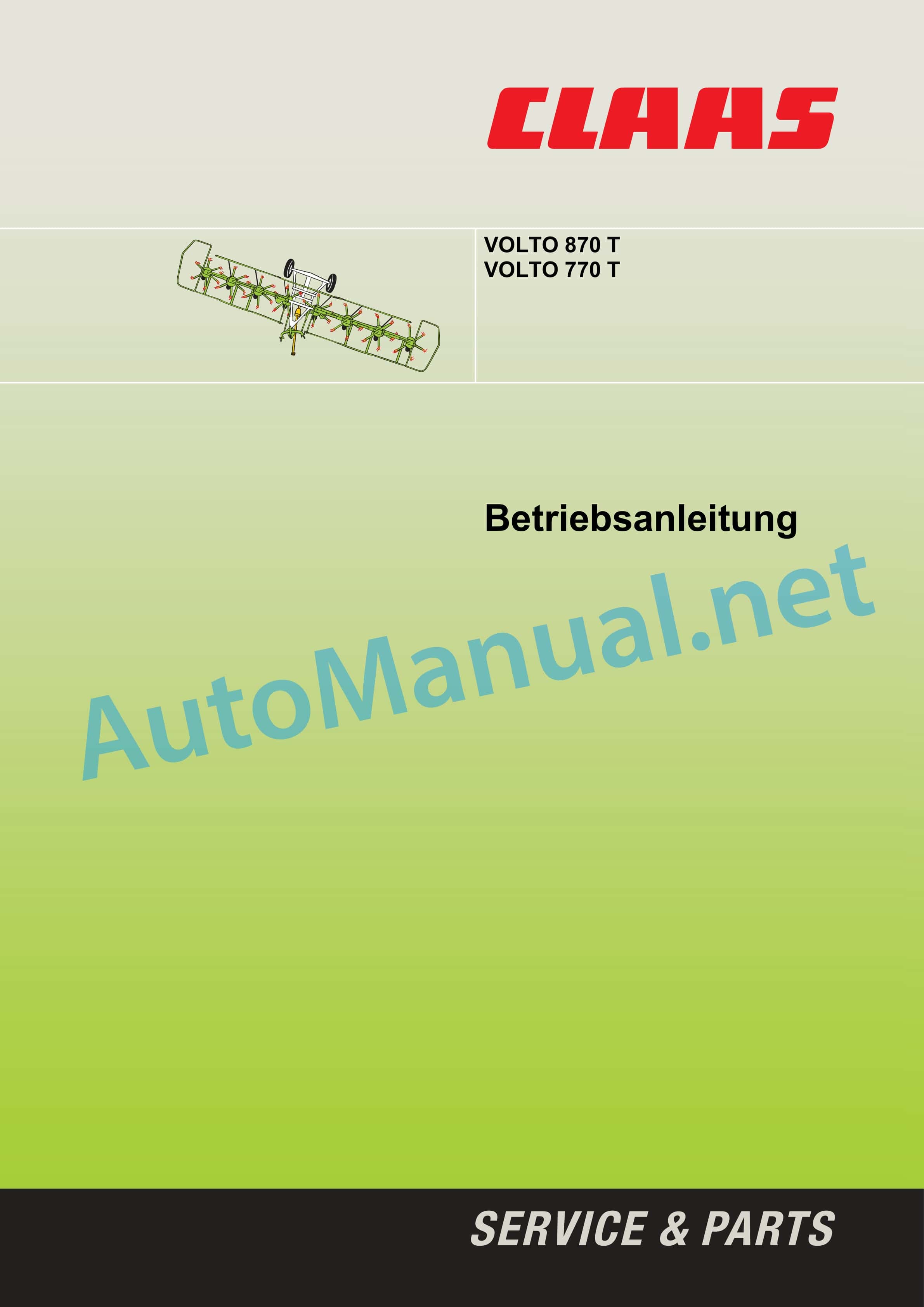Alternative view of Claas VOLTO 870 H (629) Tedders Operator Manual DE