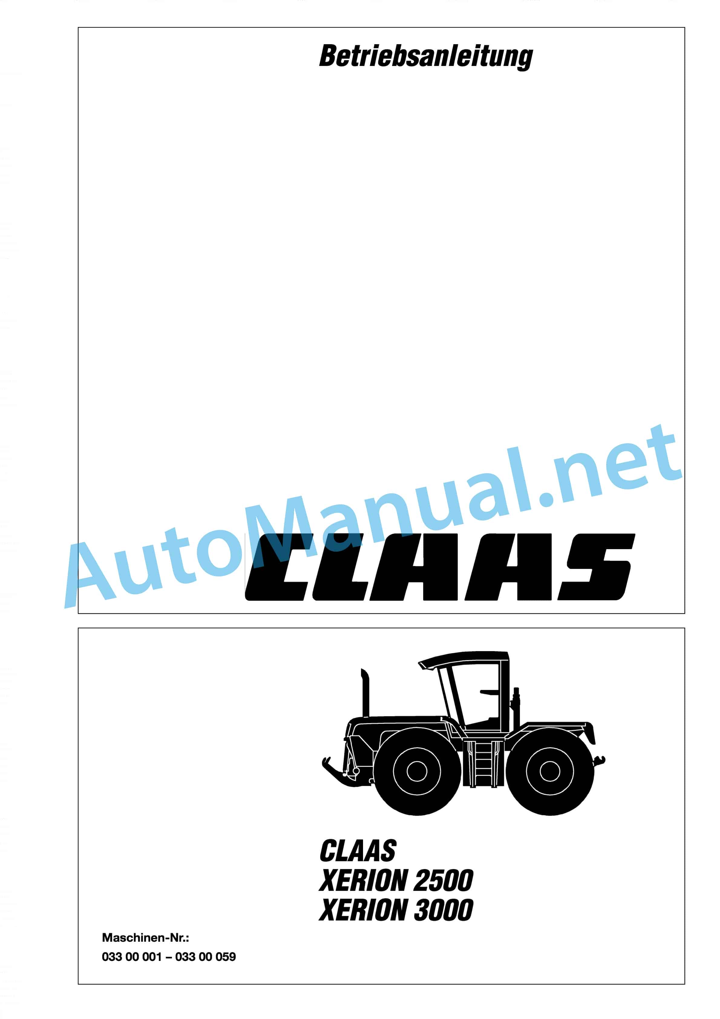 Claas XERION 3000-2500 (033) Tractor Operator Manual DE