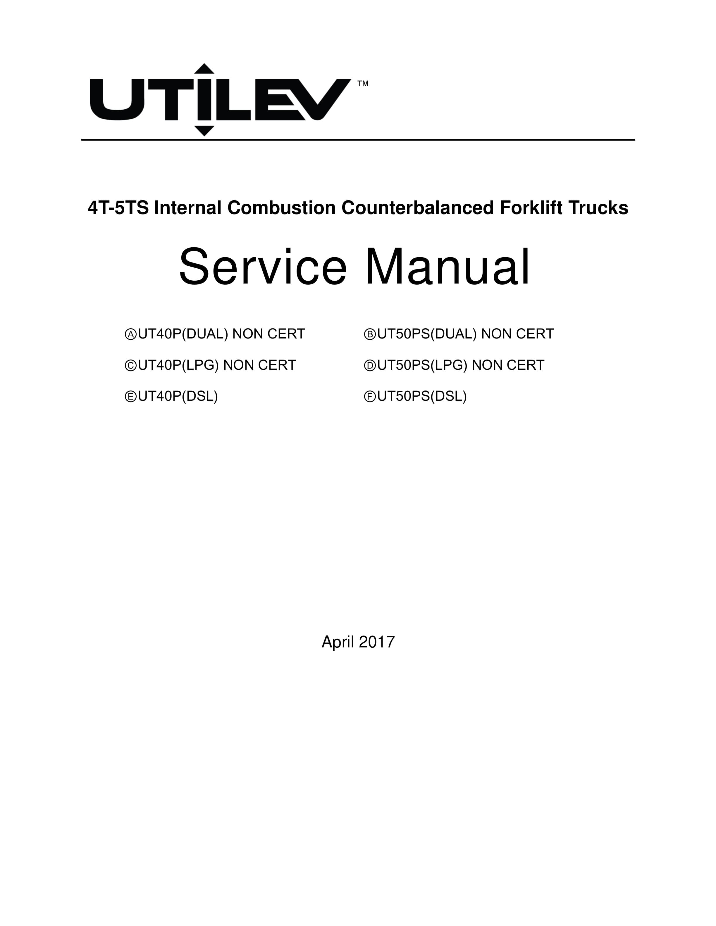 Yale A411 (UT40-50PS) Forklift Service Manual