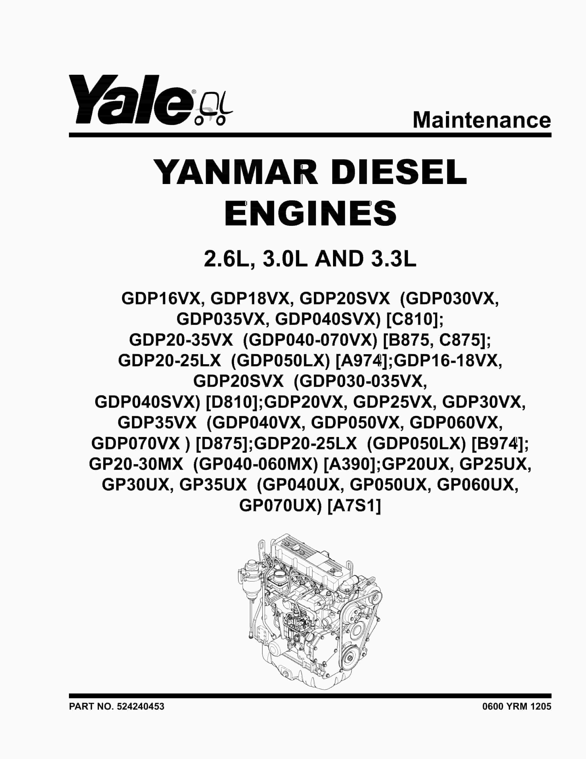 Yale A7S1 (GP GLP GDP040 20UX) 08.2023 Forklift Service Manual